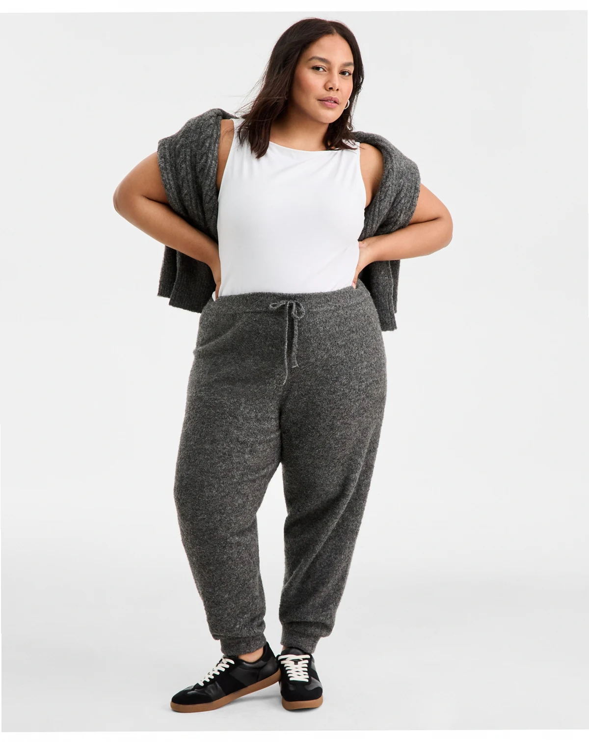 Trendy Plus Size Cozy Drawstring Jogger Sweatpants, Macy's Exclusive