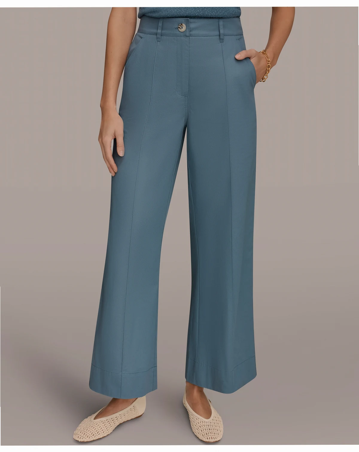 Women's Cotton Twill High-Rise Pintuck Trousers