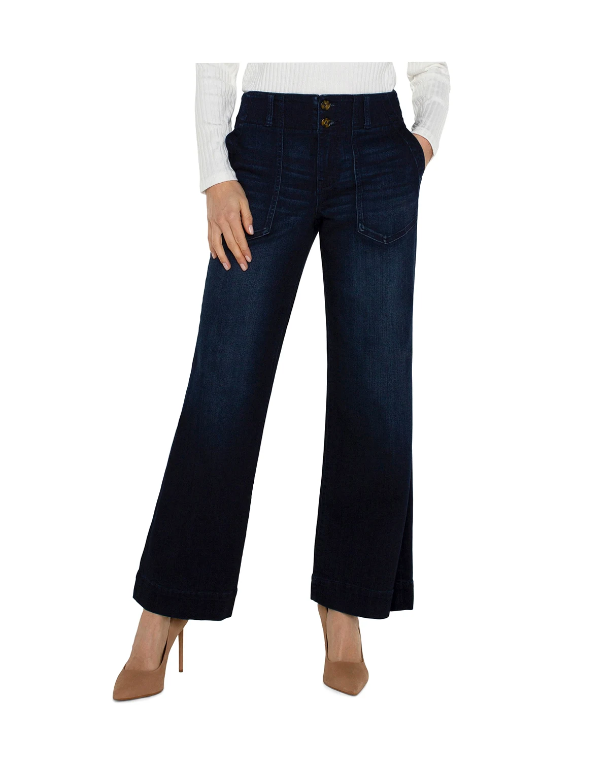 Petite Mid Rise Wide Leg Pants
