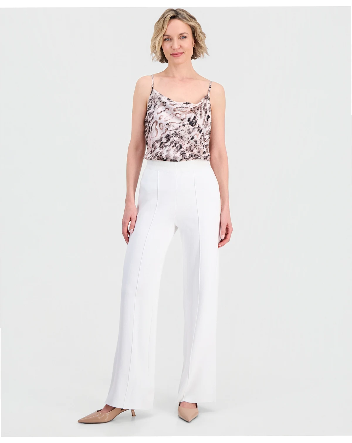 Women's High-Rise Straight-Leg Sweater Knit Pants