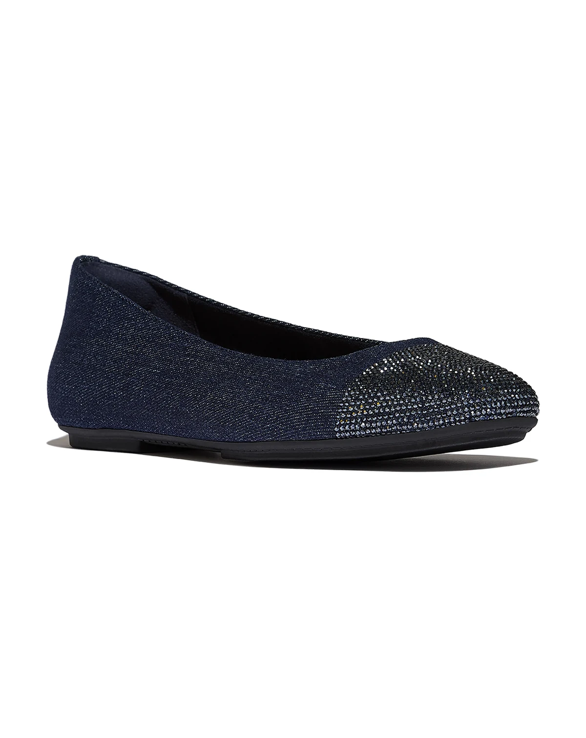 Women's Delicato Crystal Cap-Toe Denim Ballet Flats