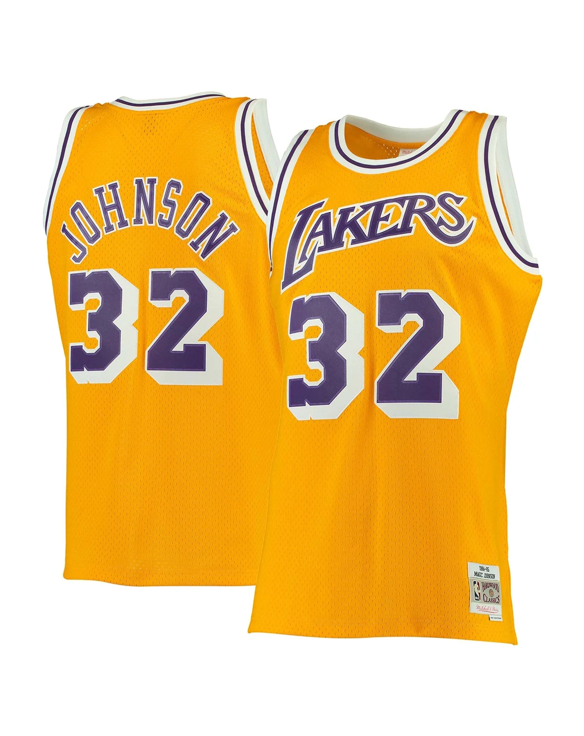 Men's Magic Johnson Gold Los Angeles Lakers 1984-85 Hardwood Classics Swingman Jersey