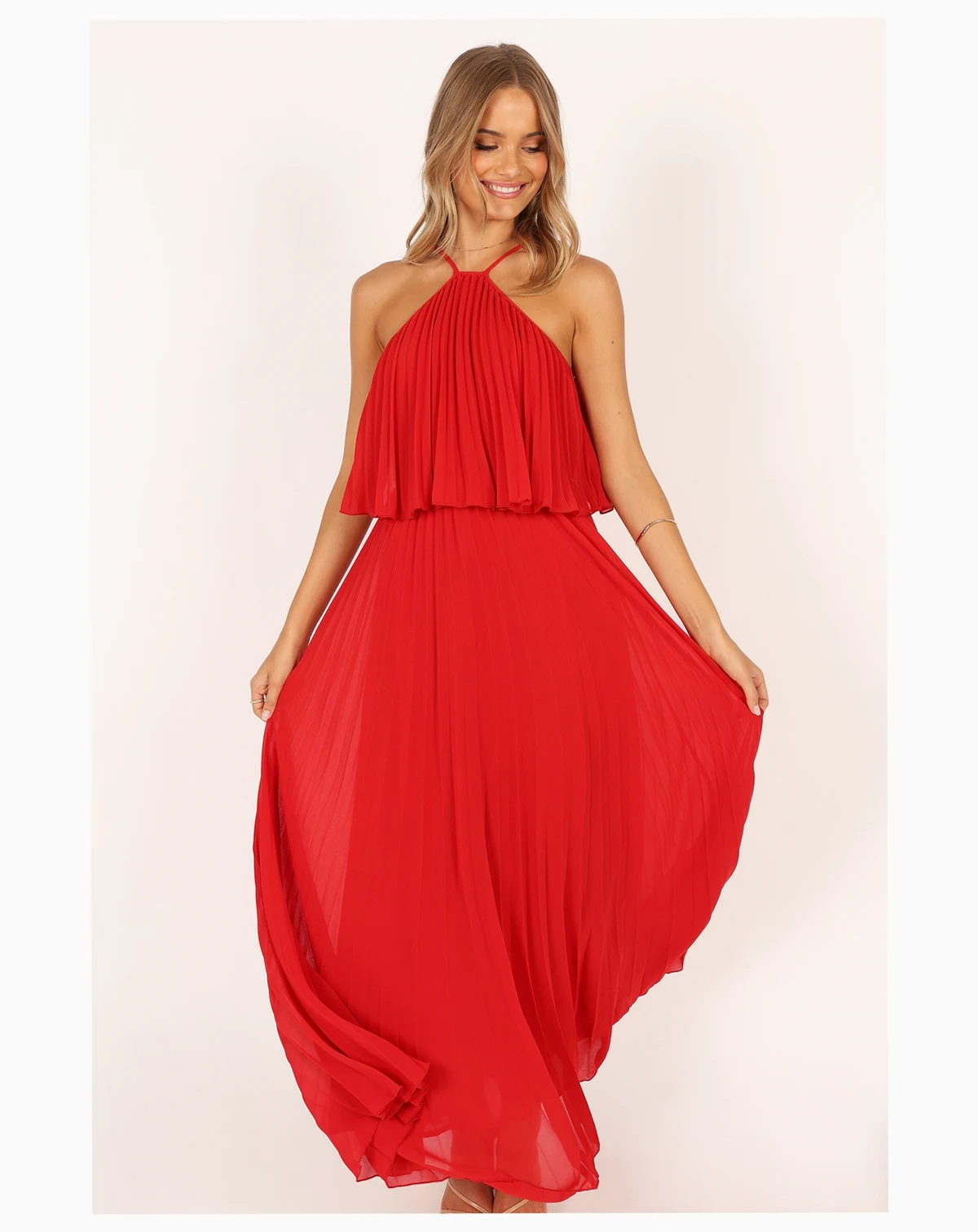 Women's Gia Pleated Halterneck Maxi Dress
