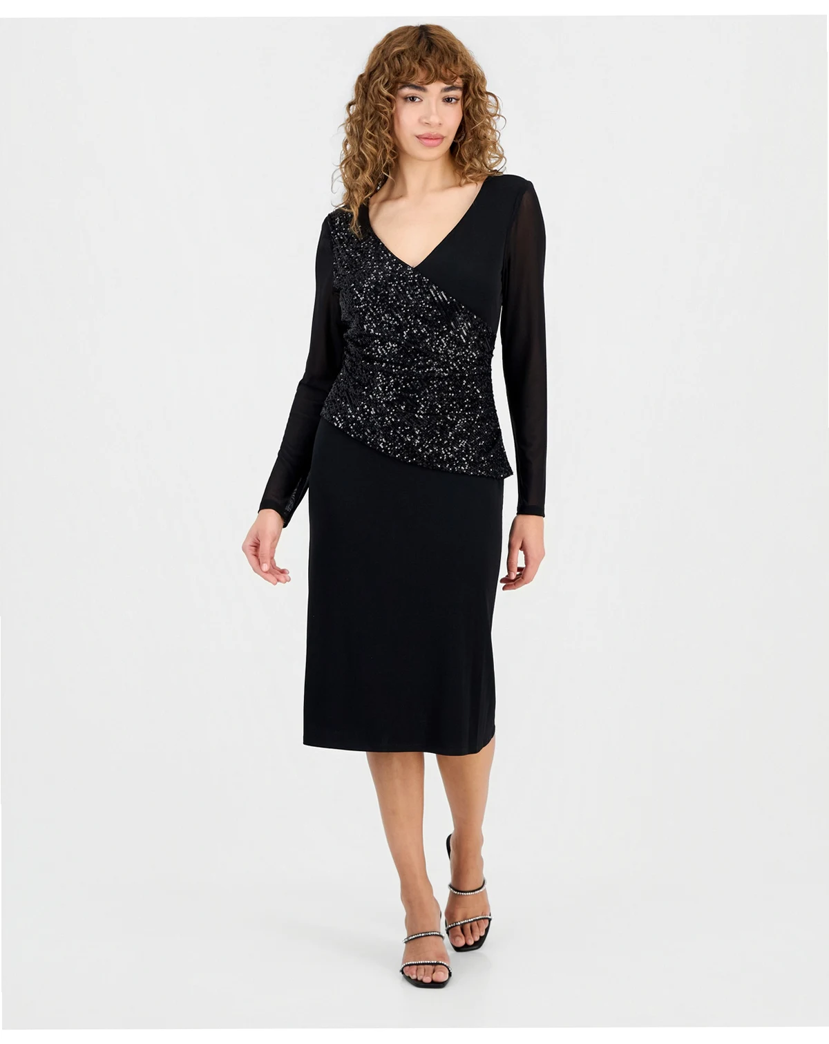 Women's Sequin-Panel Jersey Sheath Dress