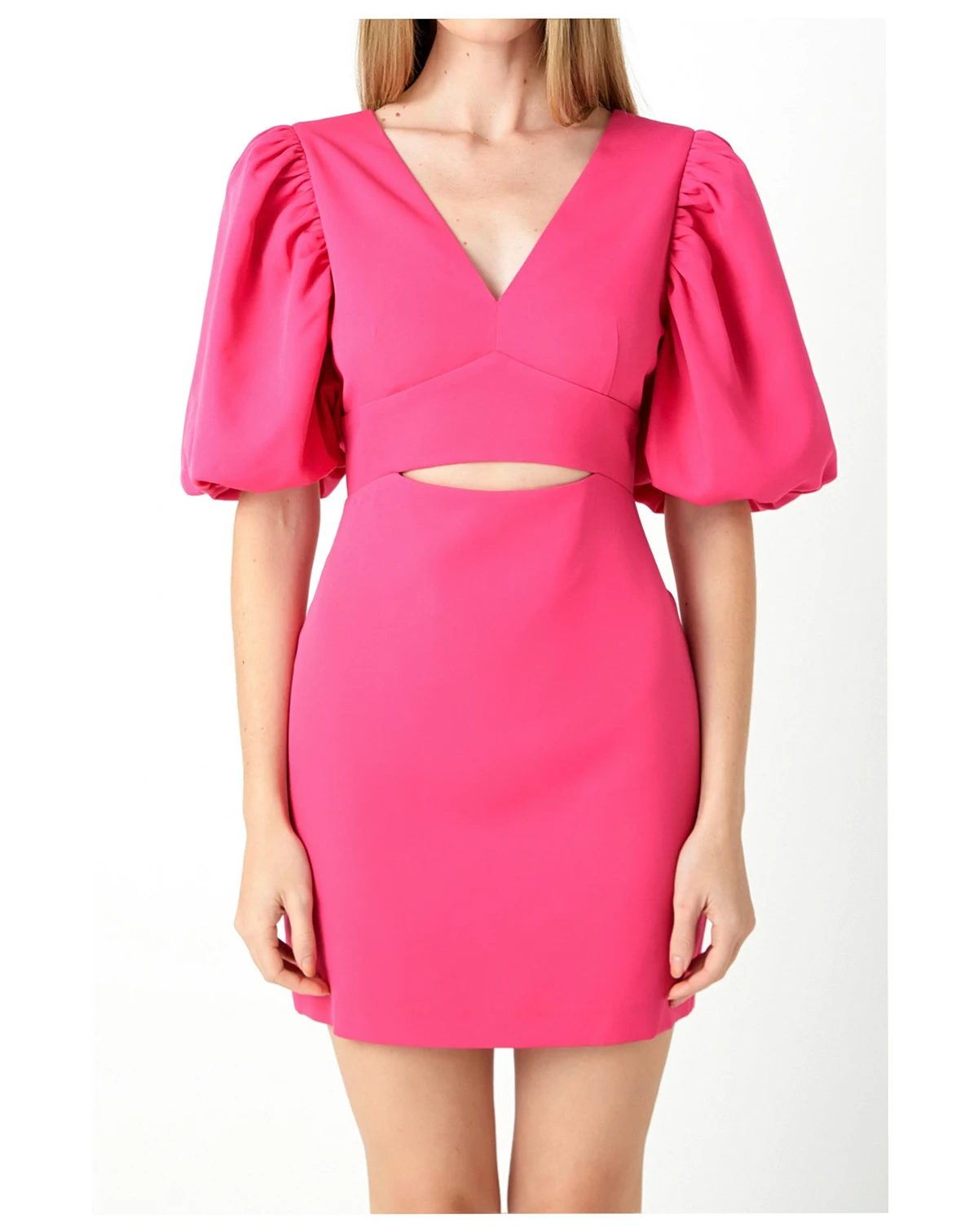 Women's Puff Sleeve Cut Out Mini Dress