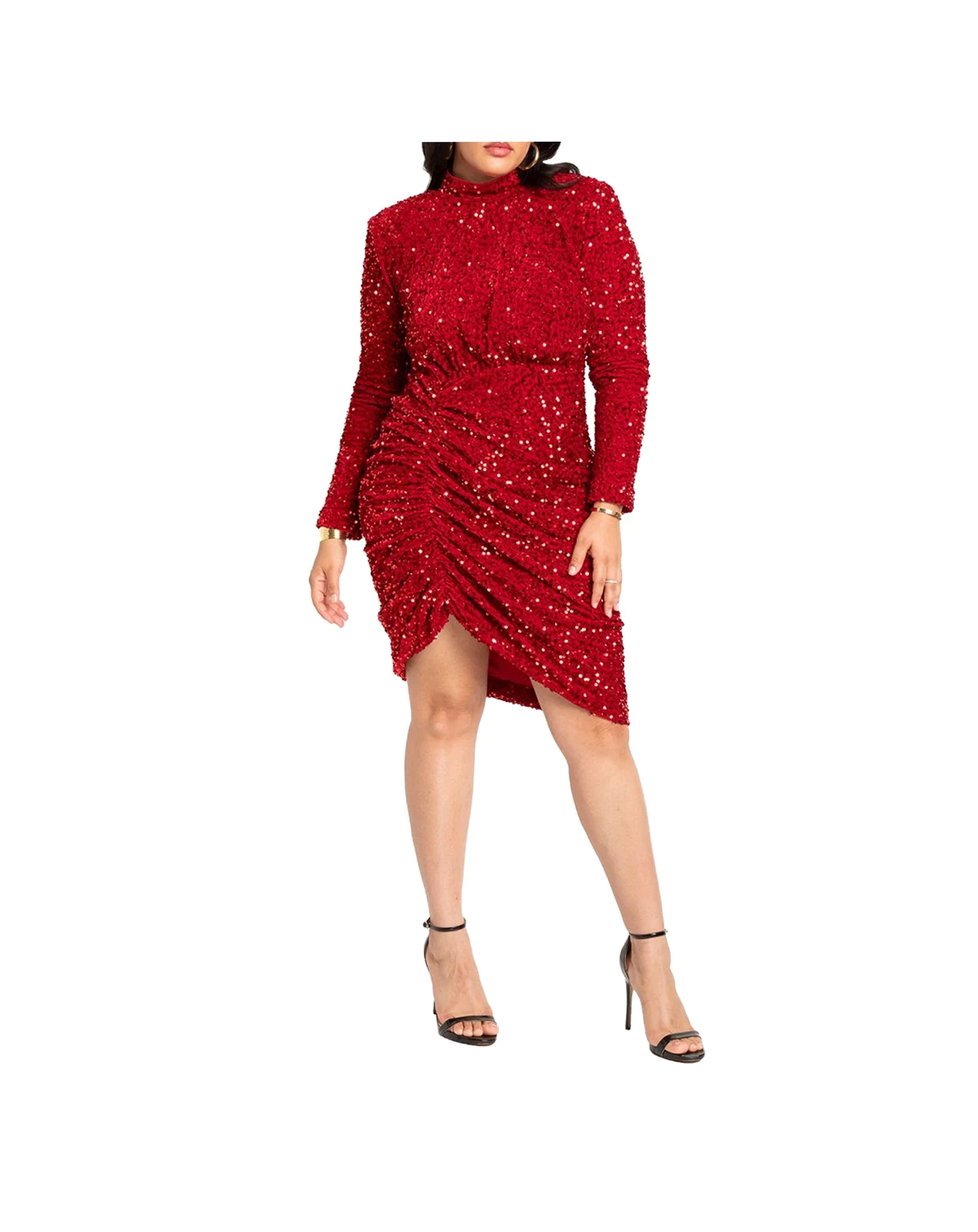 Women's Plus Size Ruched Sequin Dress
