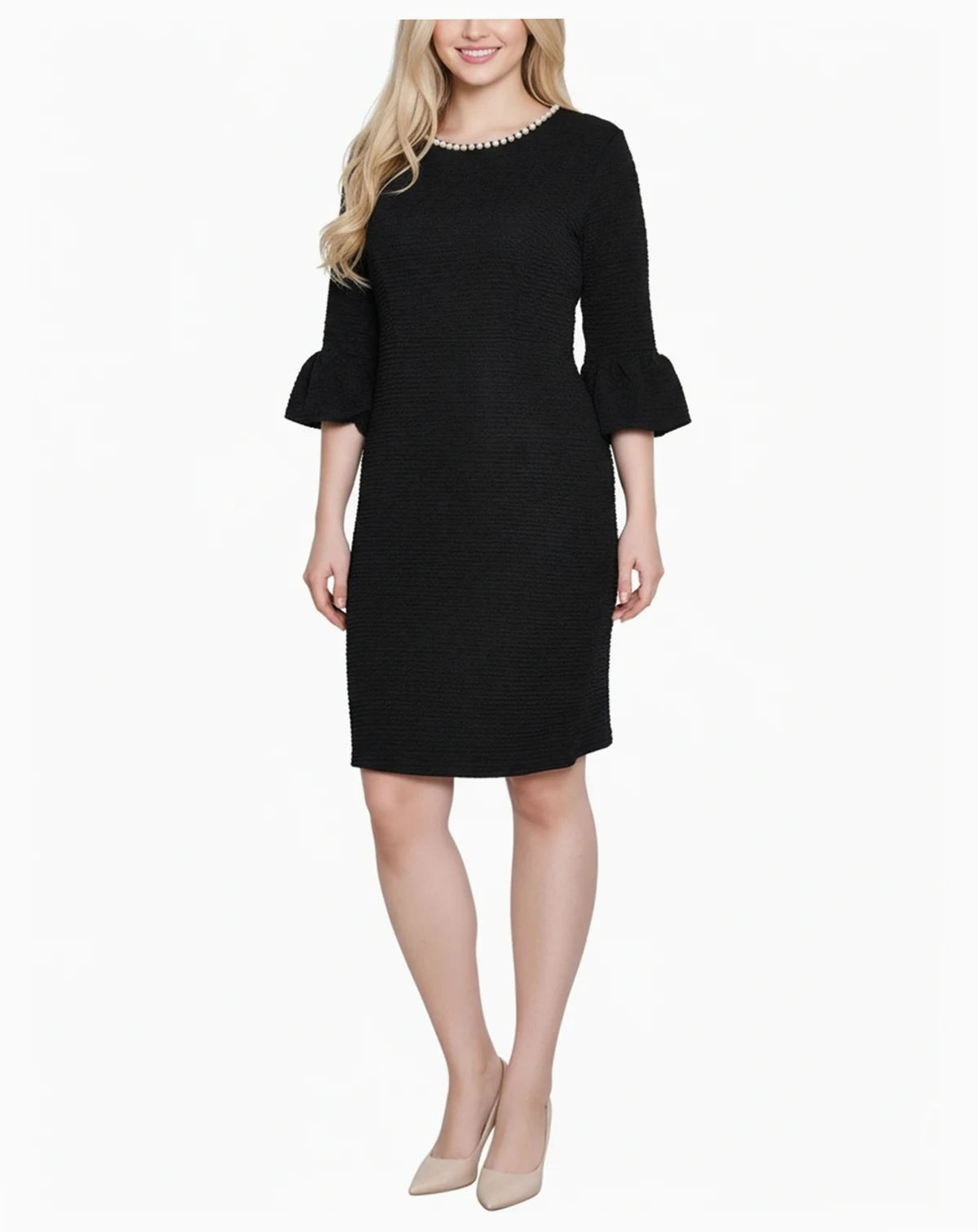Women's 3/4 Length Cultivated Pearl Detail Dress