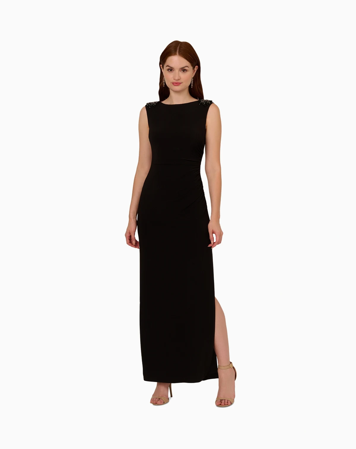 Women's Beaded-Shoulder Sleeveless Gown