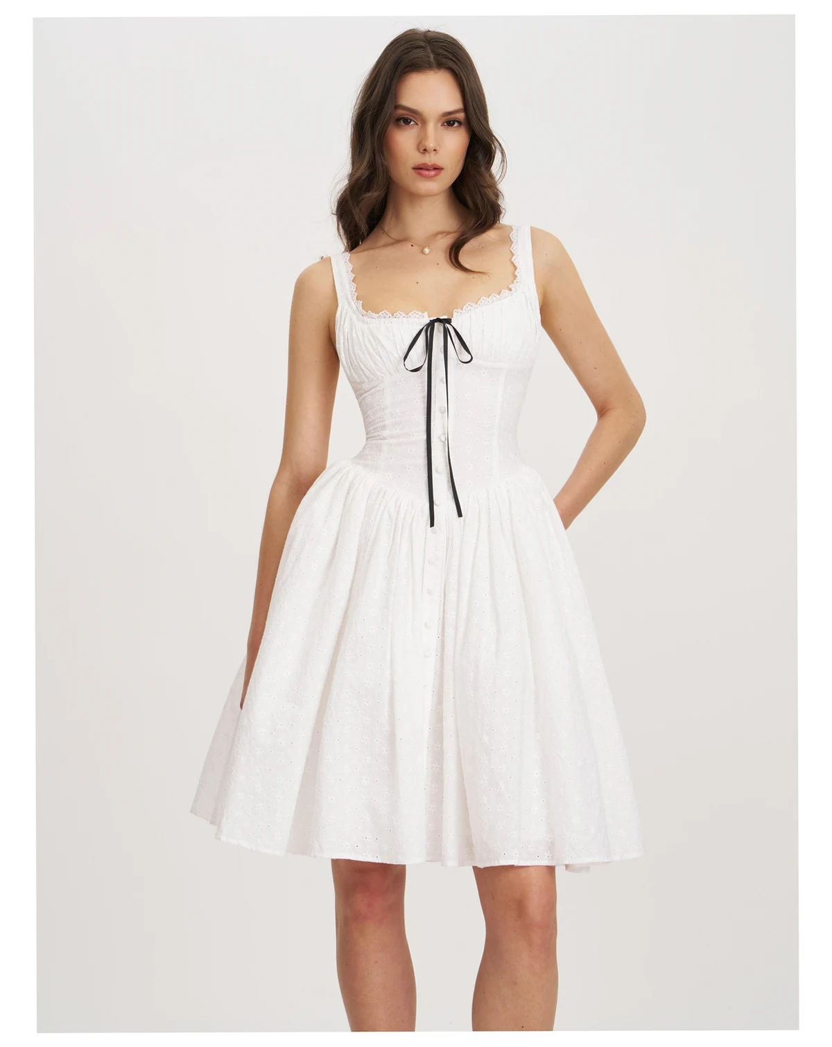 Women's Madison Cotton Eyelet Square Neck Dress
