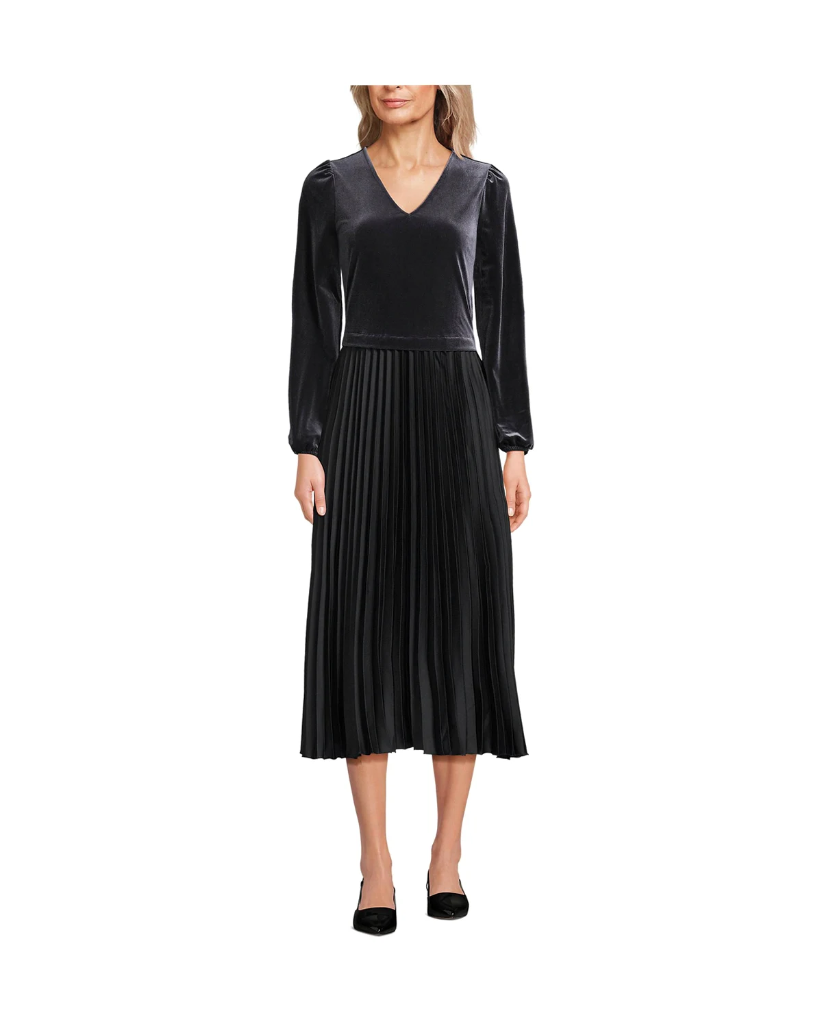 Women's Velvet and Satin Duet Midi Dress