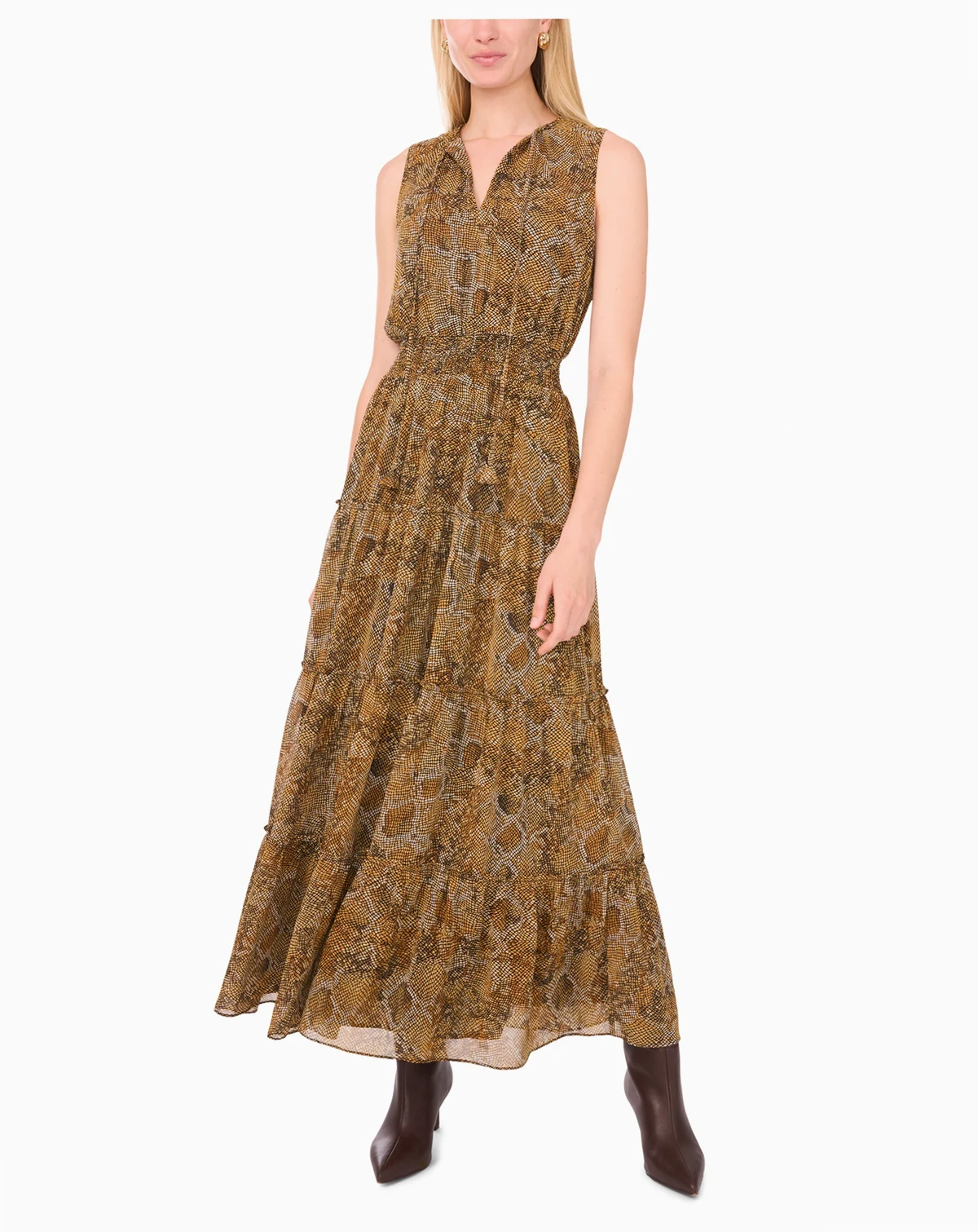Women's Tie Neck Tiered Sleeveless Dress