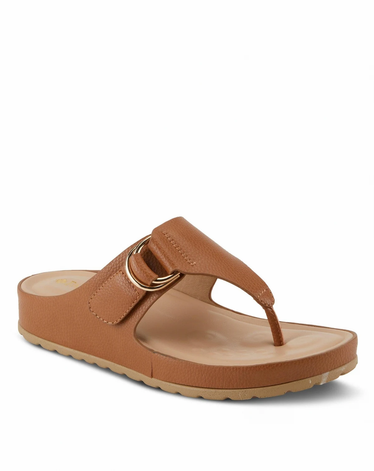 Women's ROZETA Toe Thong Sandals with Gold Buckle and Comfort Footbed