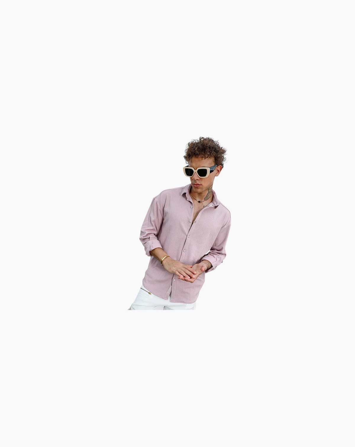Men's Nude Pink Spear-Textured Shirt