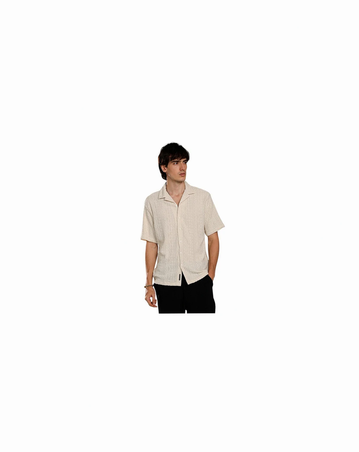 Men's Off-White Aztec-Textured Shirt