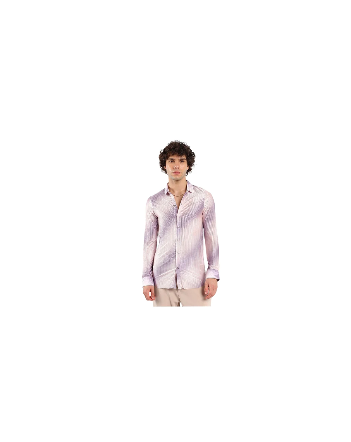 Men's Ombre-Pleated Shirt