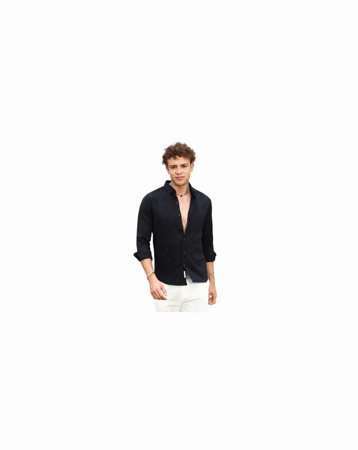 Men's Midnight Black Hive-Checkered Shirt
