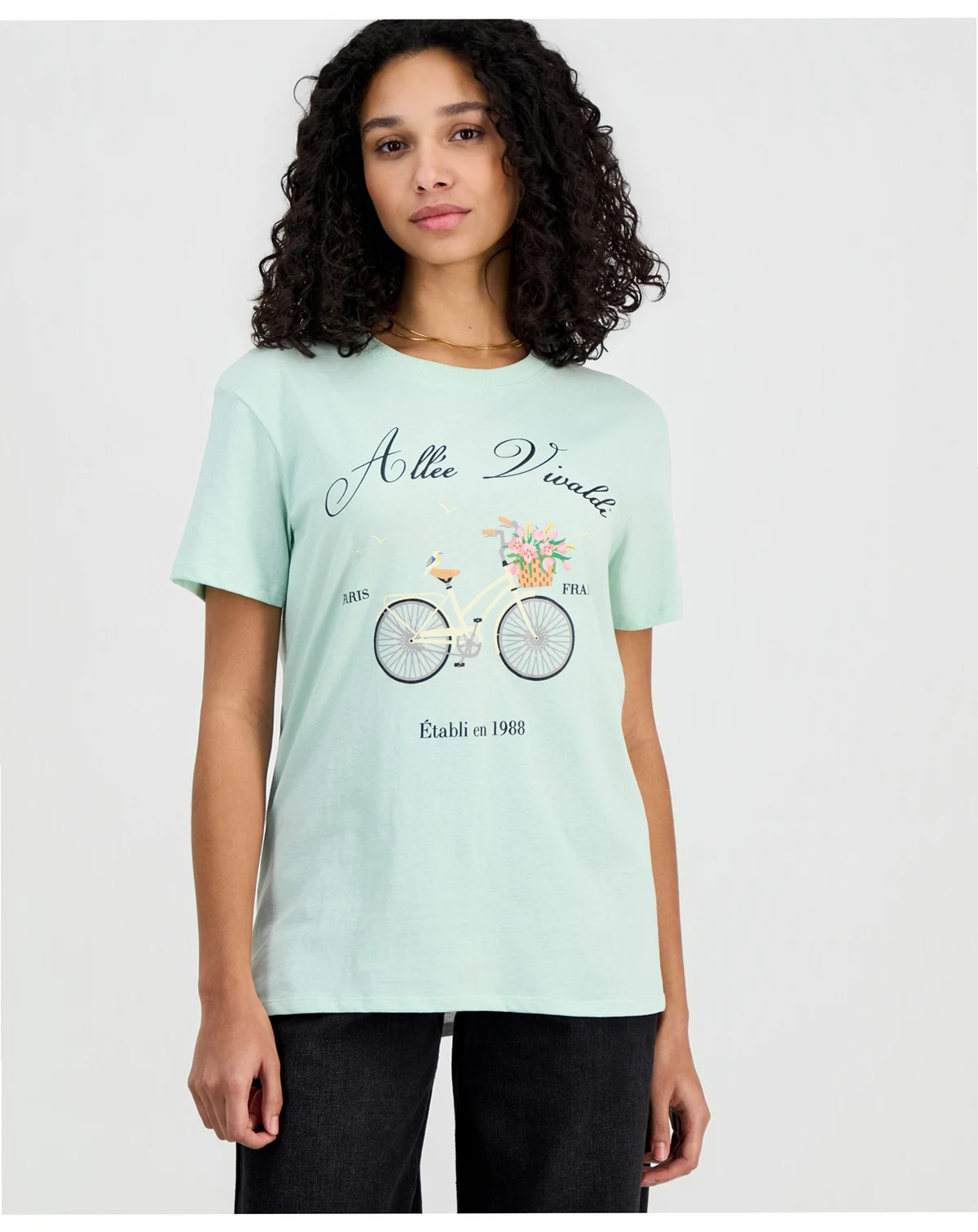 Juniors' Bike Paris Crewneck Short-Sleeve T-Shirt
