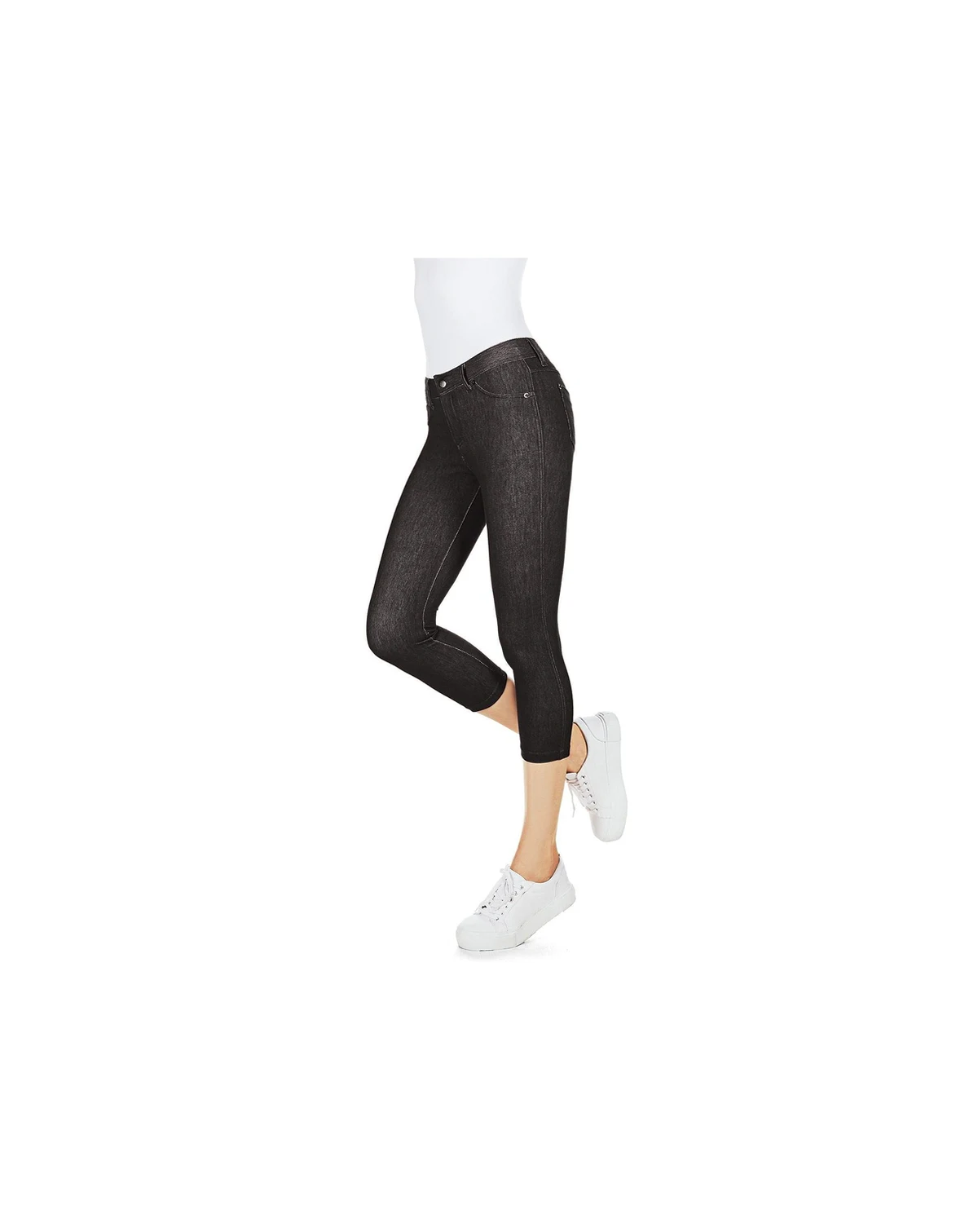 Women's Denim Zipper Capri Cotton Blend Jean Leggings