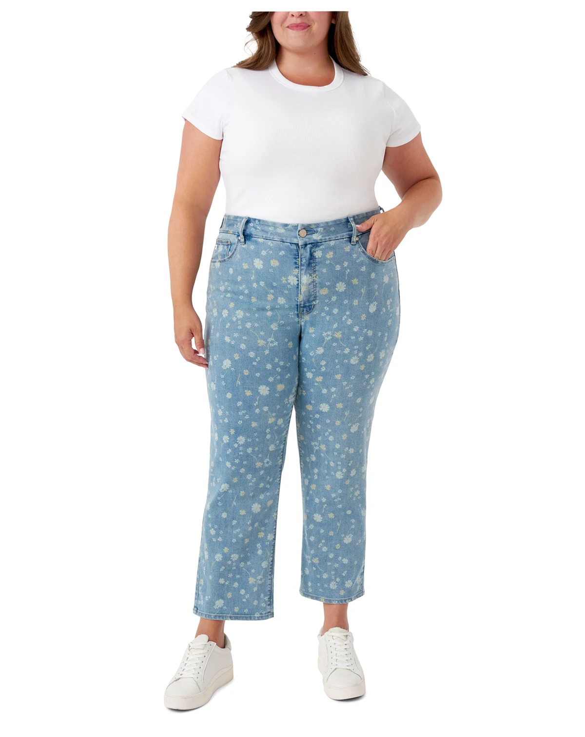 Plus Size Tummyless Ankle Straight Jeans