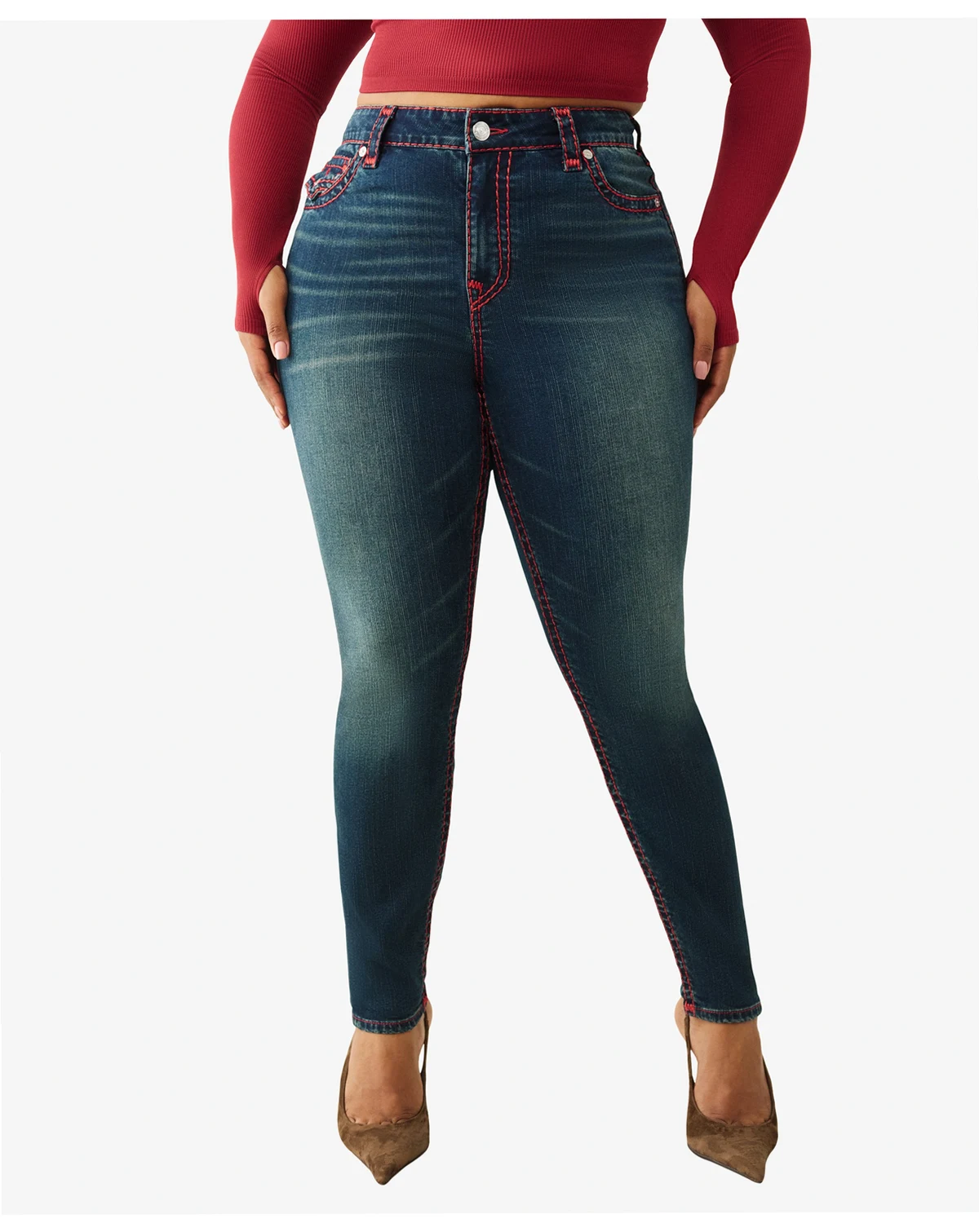 Plus Size Jennie Mid Rise Lurex Super T Flap Jeans
