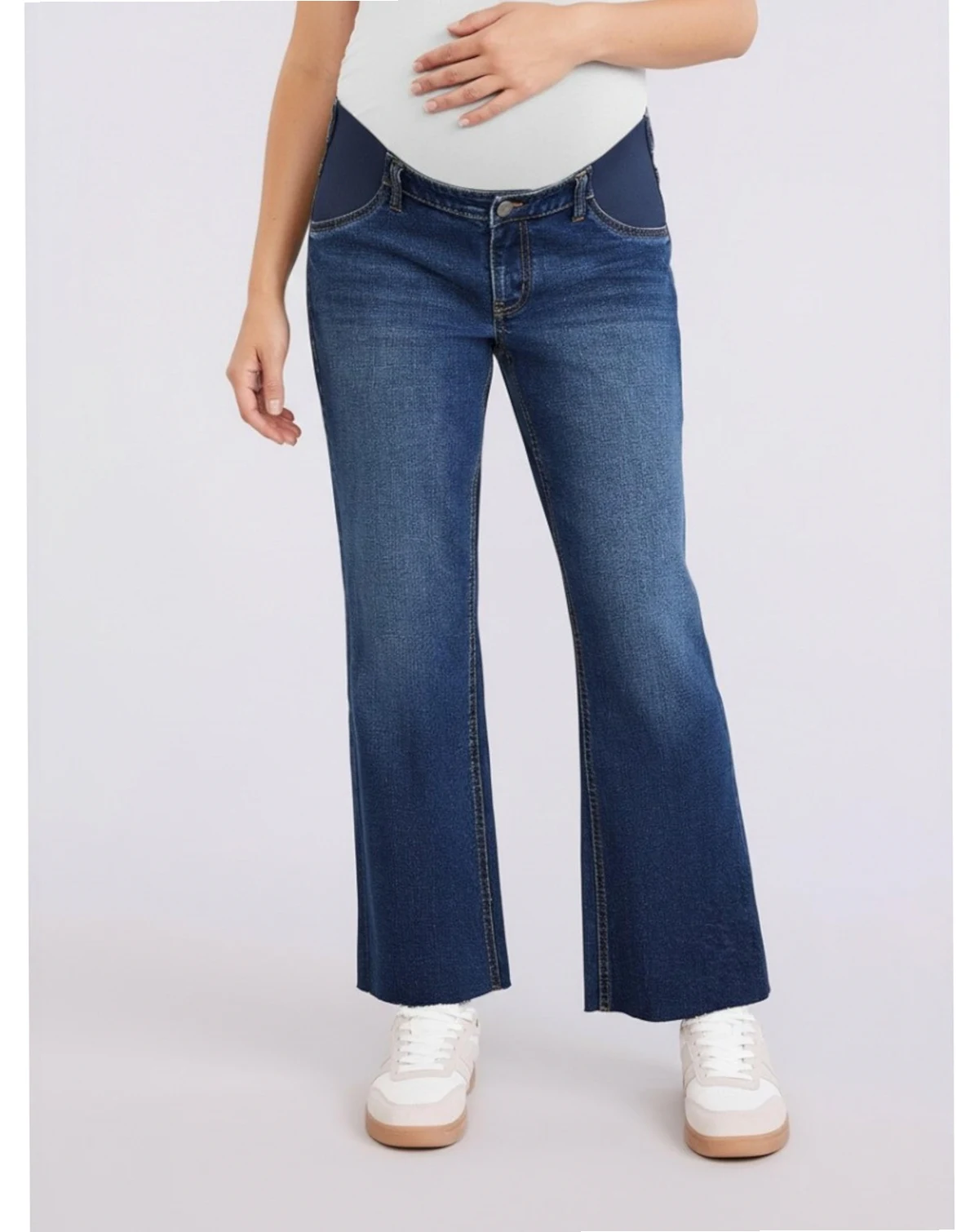Women's Under the Belly Wide Leg Crop Jeans - Motherhood Maternity