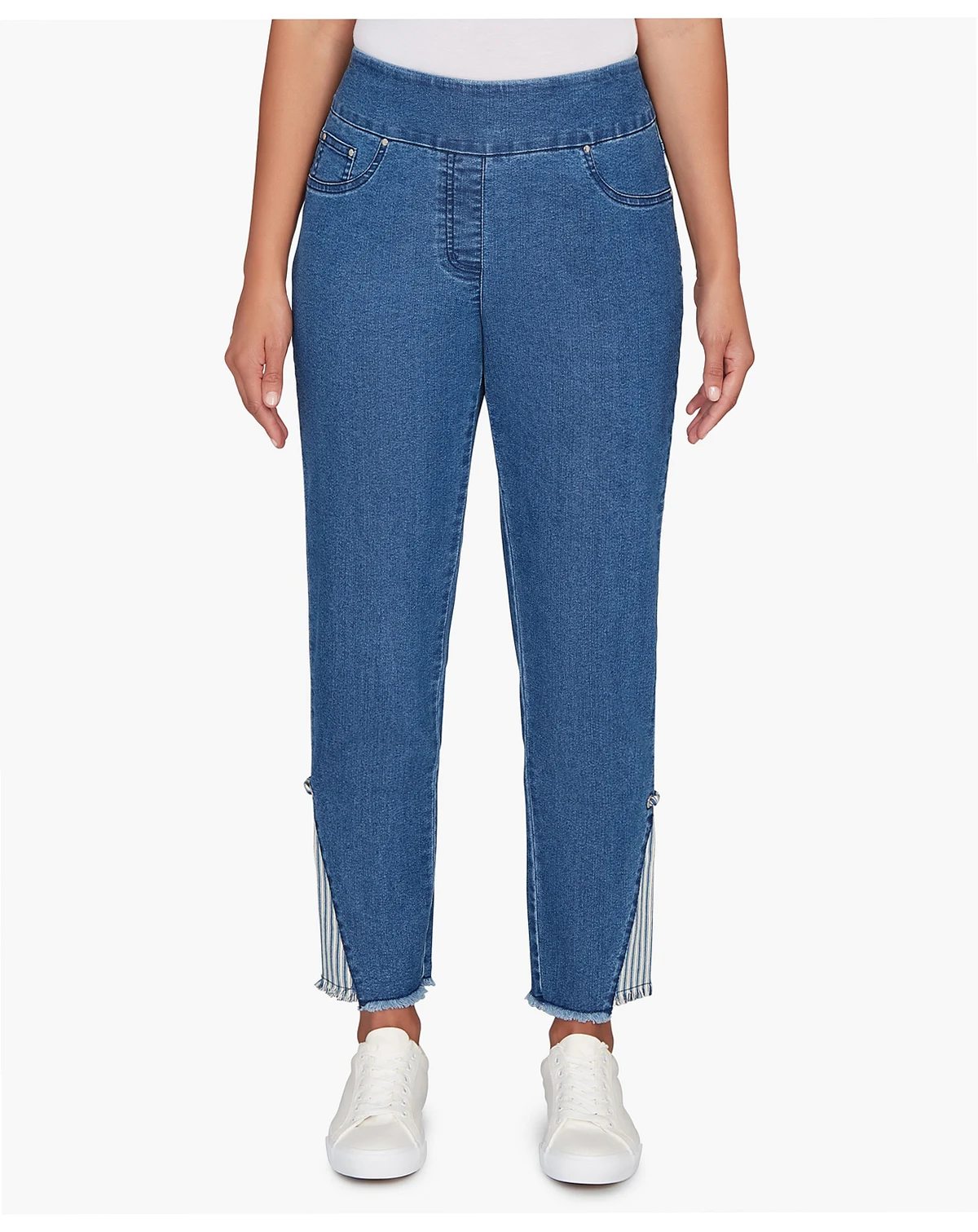 Petite Nautical Stripe Inset Slim Fit Jeans
