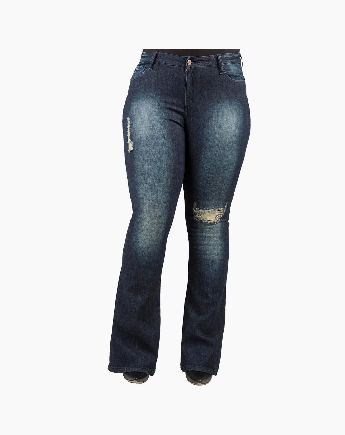 Plus Size Tall Curvy-Fit Denim Distressed Flare Jeans