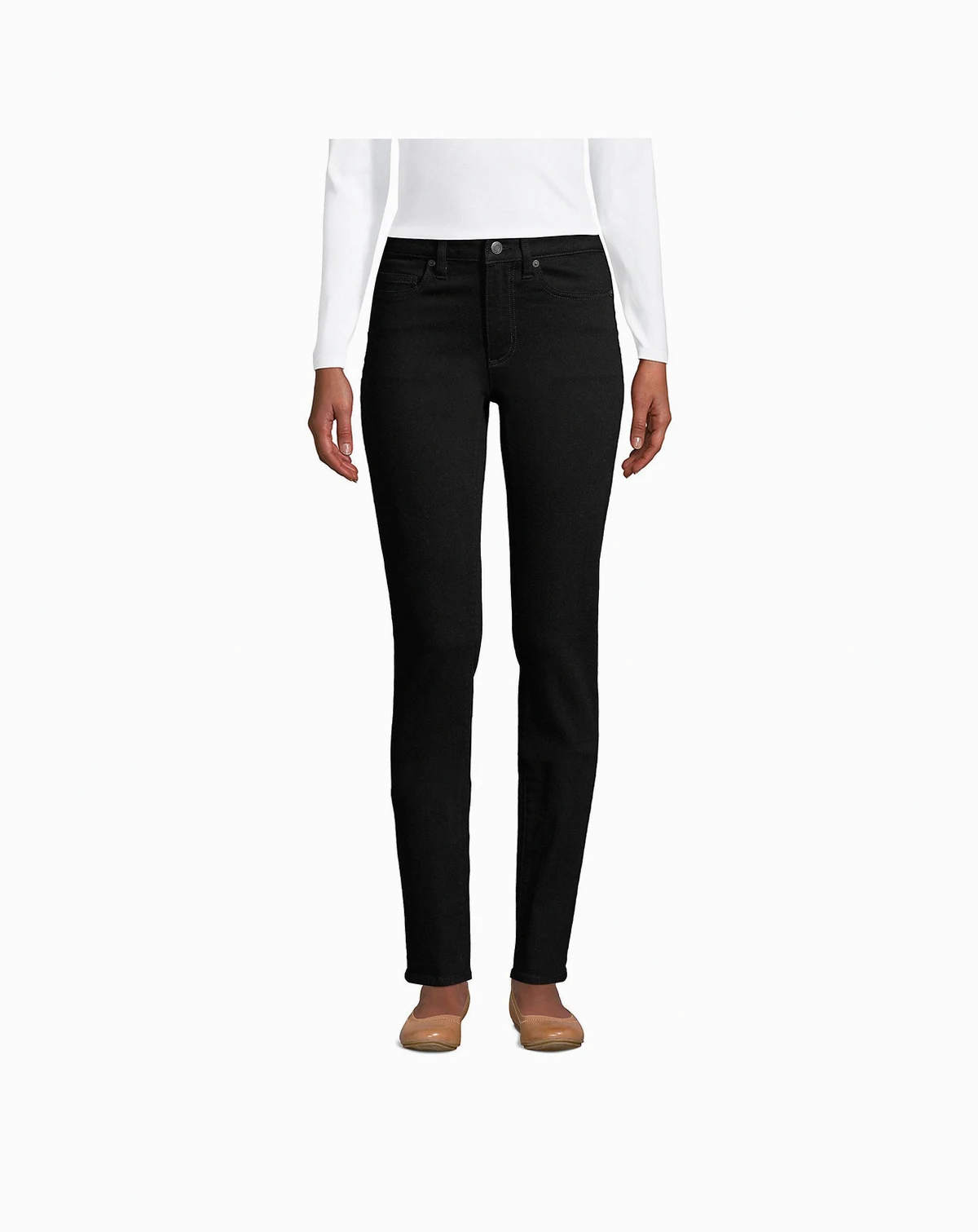 Petite Mid Rise Straight Leg Jeans