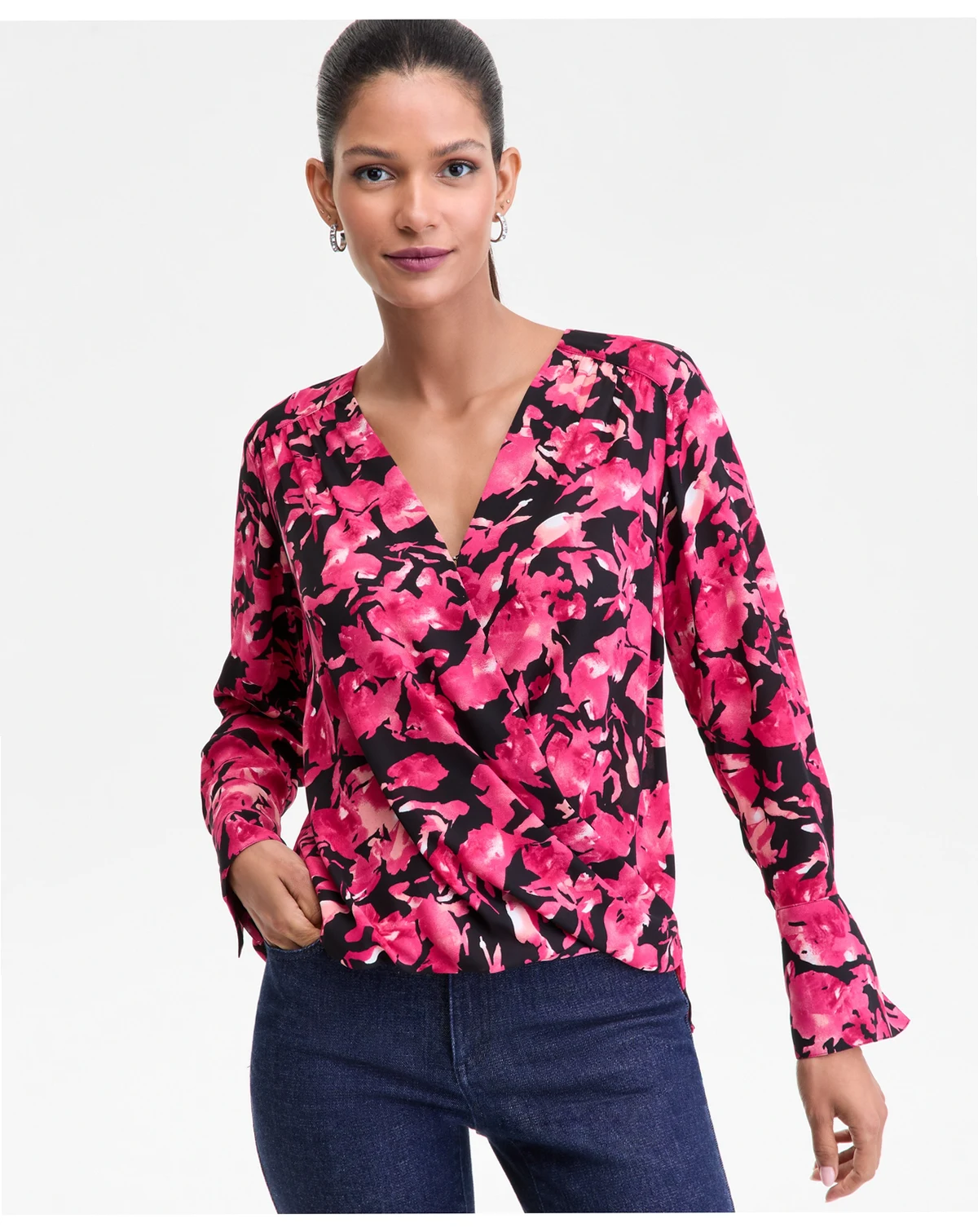 Women's Surplice Long-Sleeve Blouse, Exclusively at Macy's