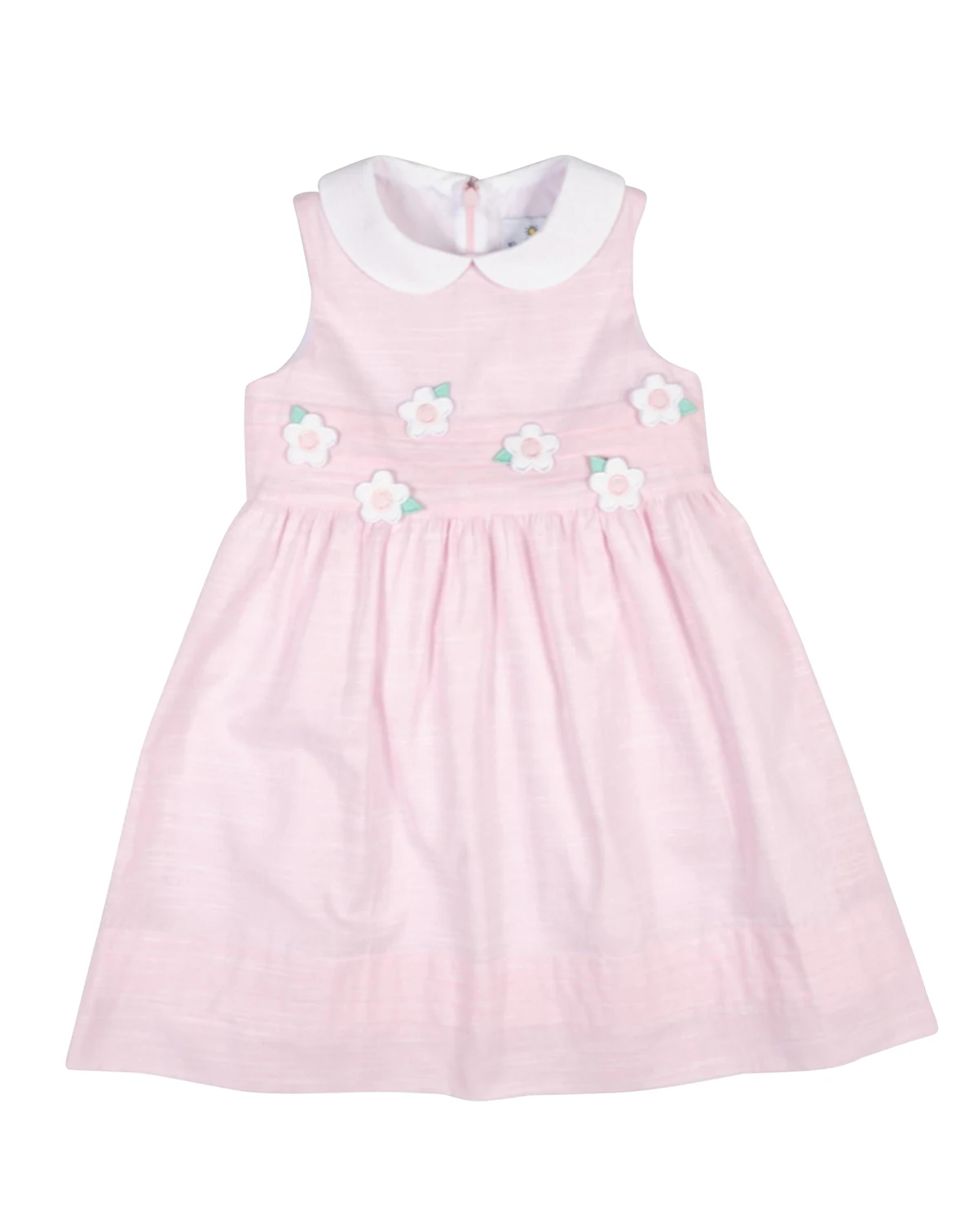Toddler Girls Linen Look Dress With Flowers