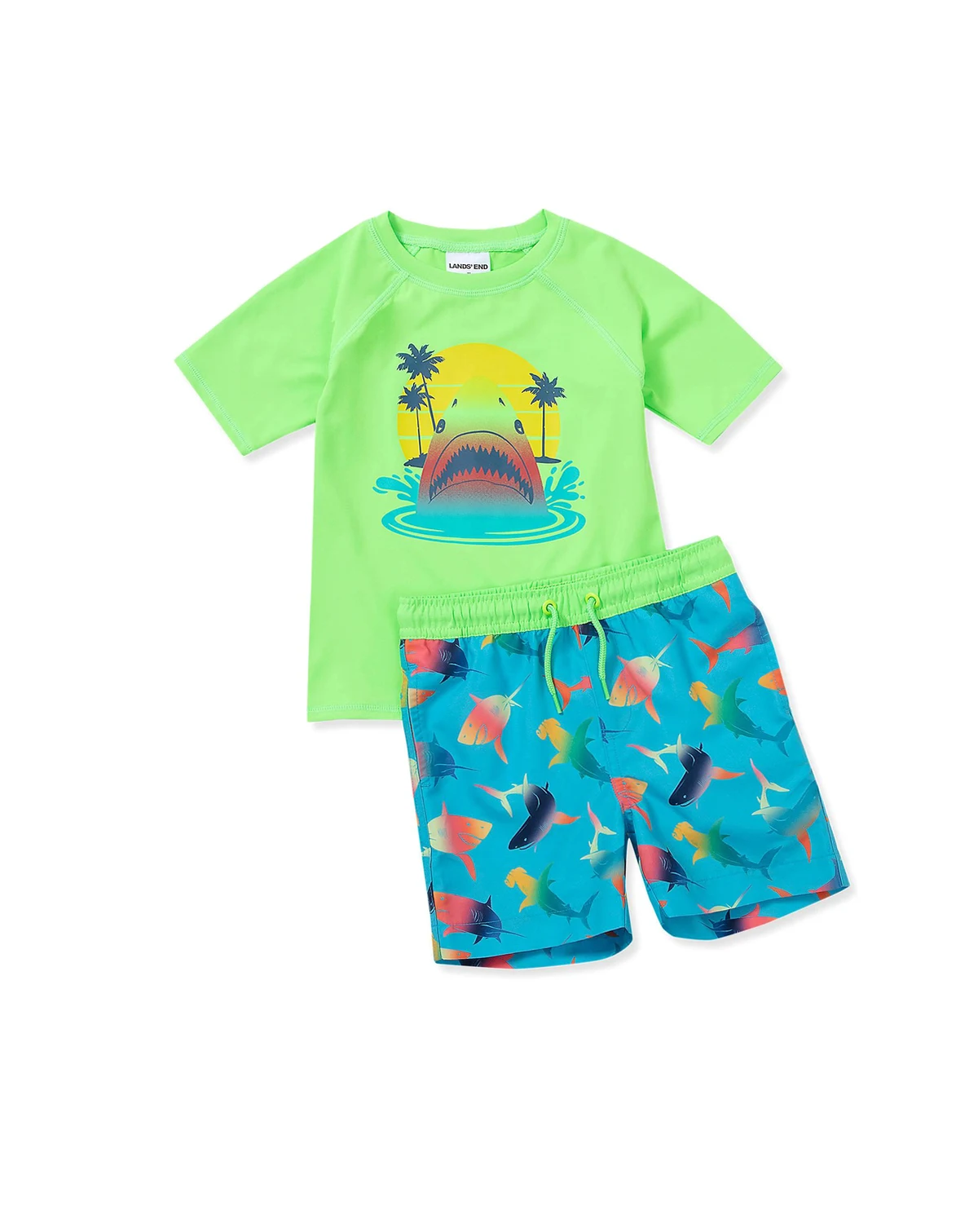 Toddler Girls Chlorine Resistant Short Sleeve Rashguard Swim Set