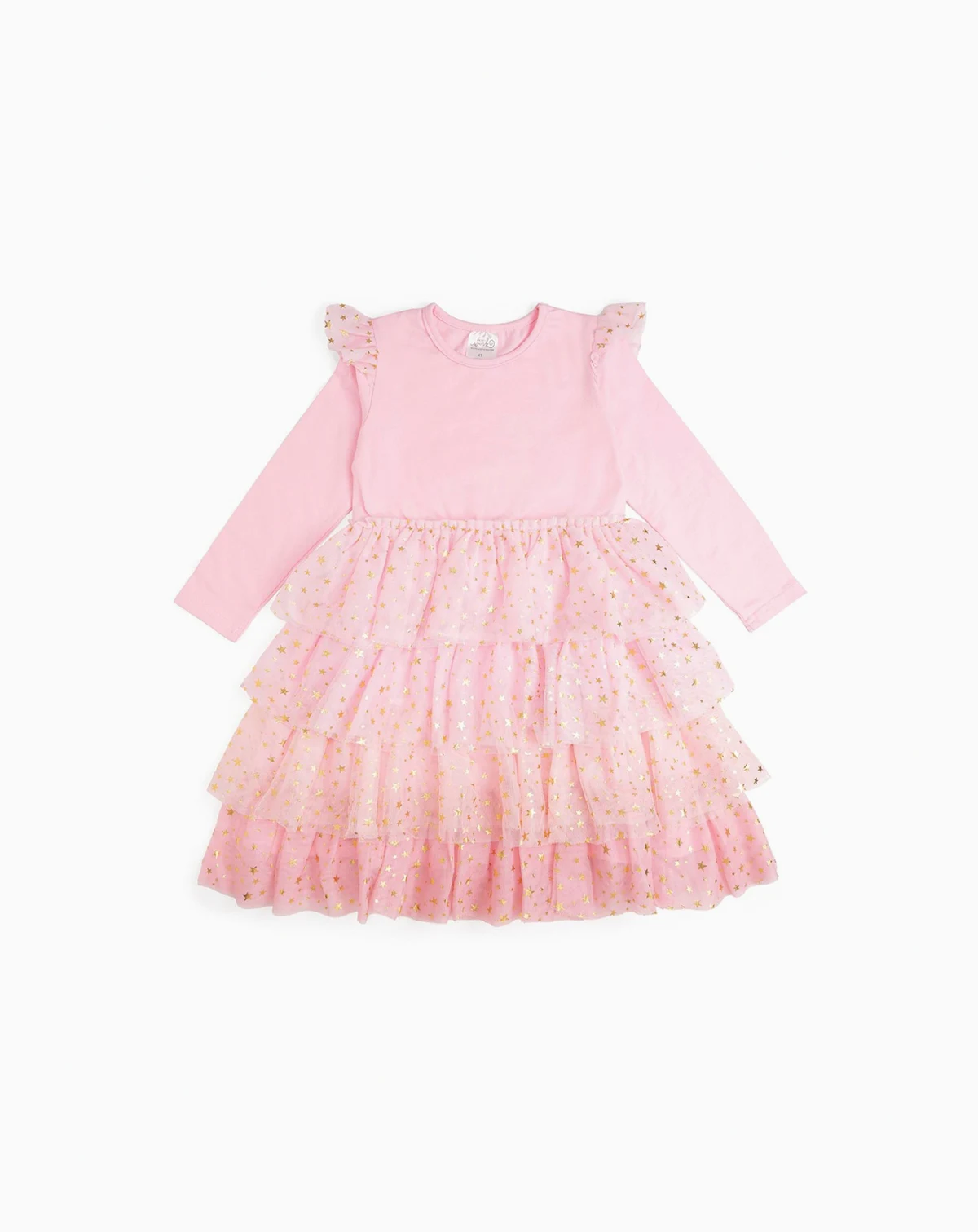 Toddler Girls Pink Princess Tiered Long Sleeve Tutu Dress