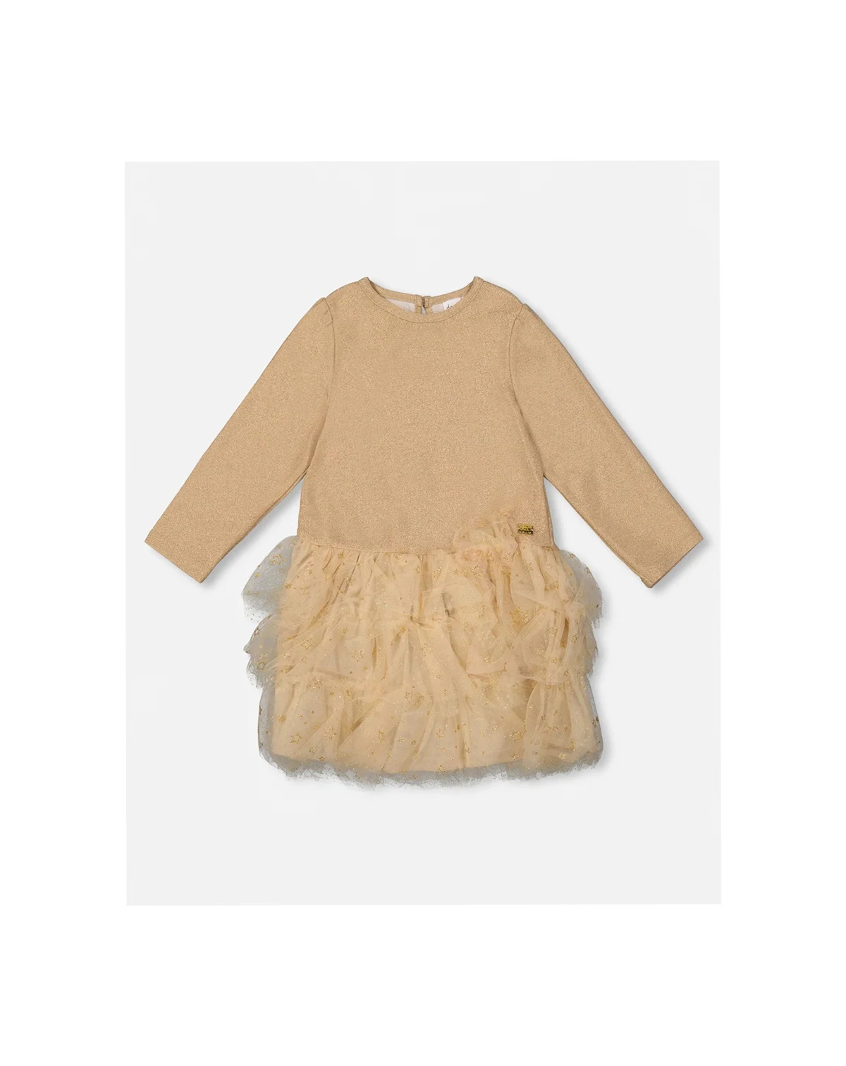 Girl Glittering Mesh Skirt Party Dress Beige - Toddler|Child