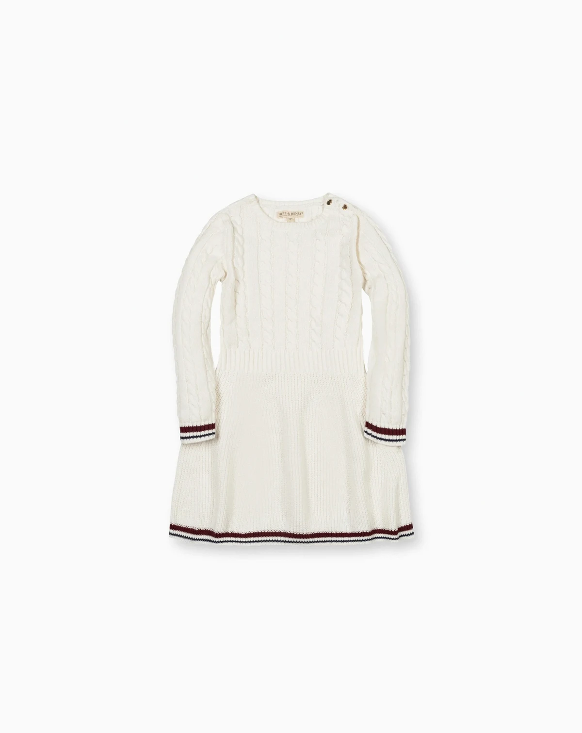 Little Girls Organic Long Sleeve Schoolgirl Cable Sweater Dress