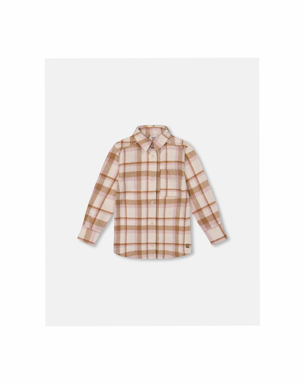 Toddler Girls Plaid Overshirt Off-White, Beige and Pink - Toddler|Child