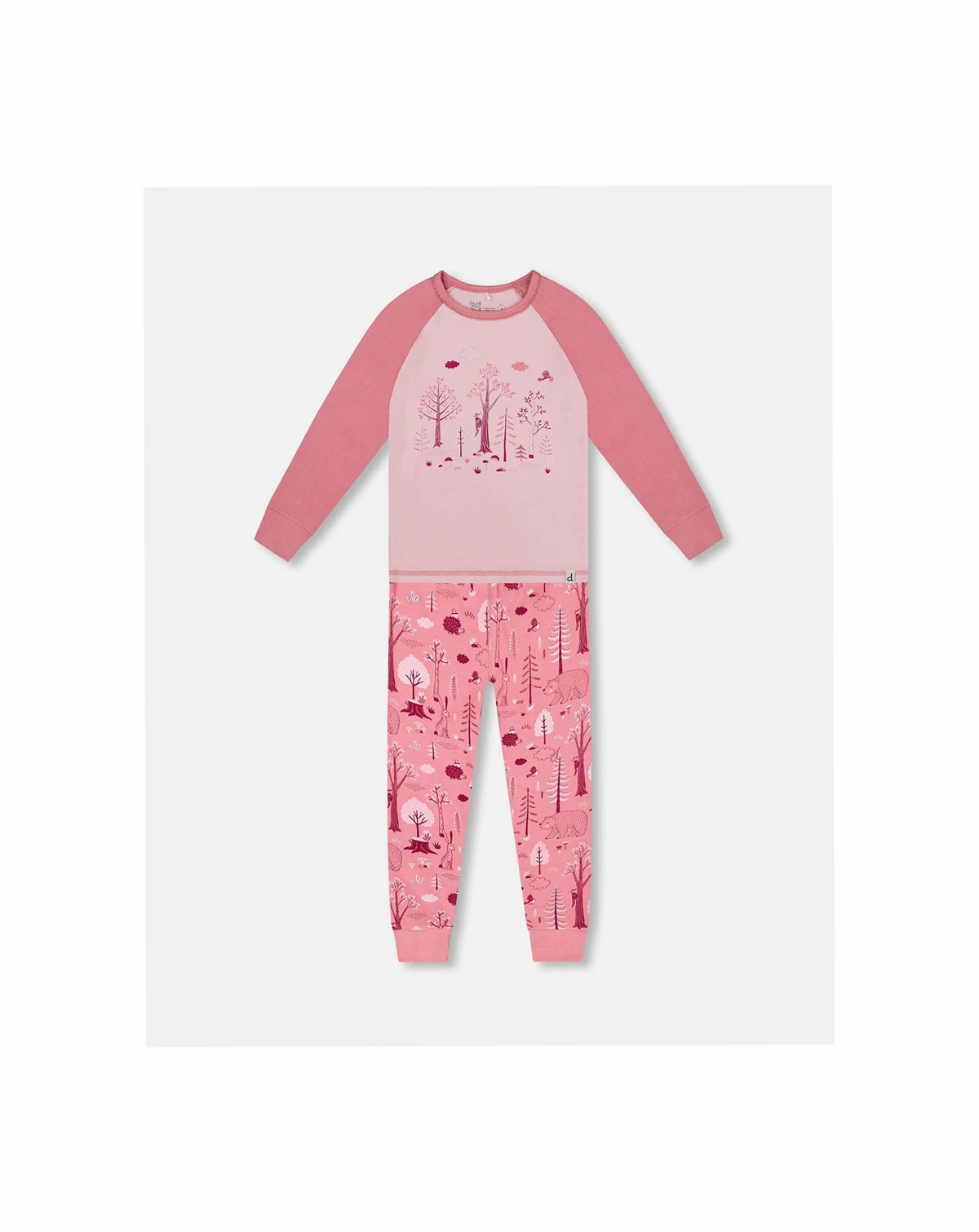 Girl Cotton Two-Piece Pajamas Pink Forest - Toddler|Child