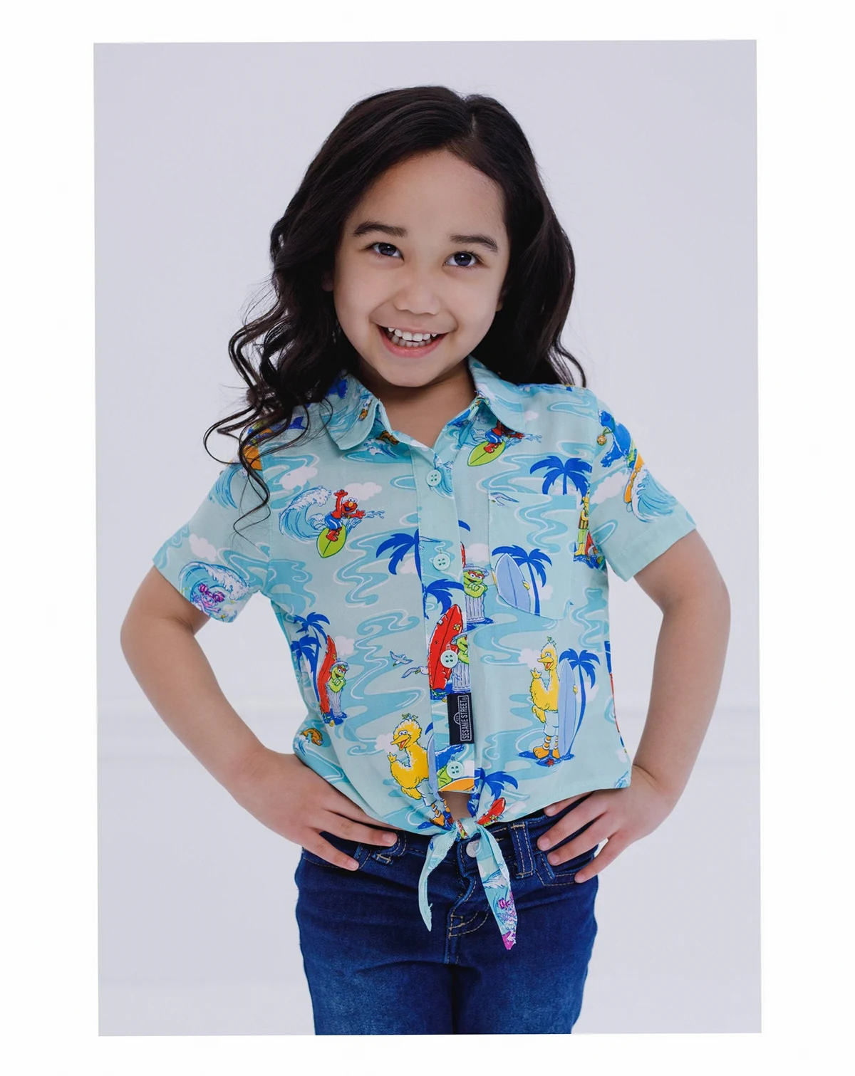 Toddler Girls Bird Cookie Monster Elmo Oscar the Grouch Matching Family Hawaiian Button Down Shirt to
