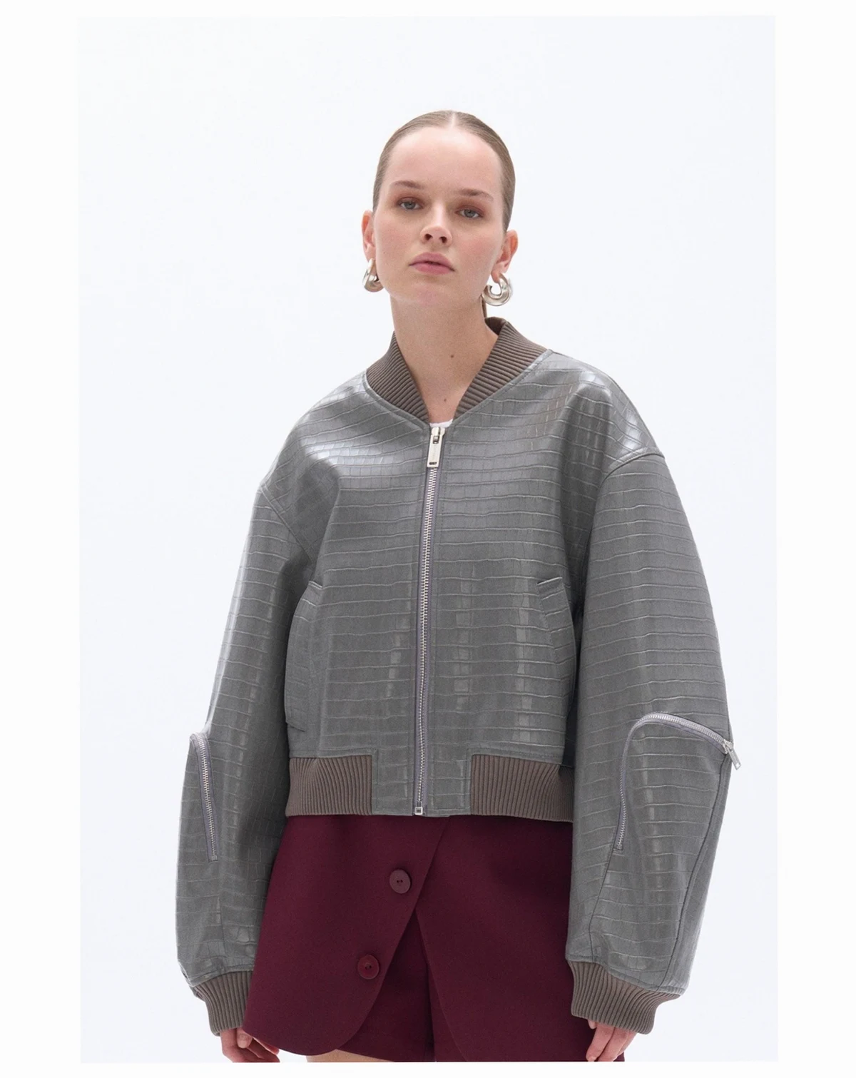 Women's Faux Leather Bomber Jacket