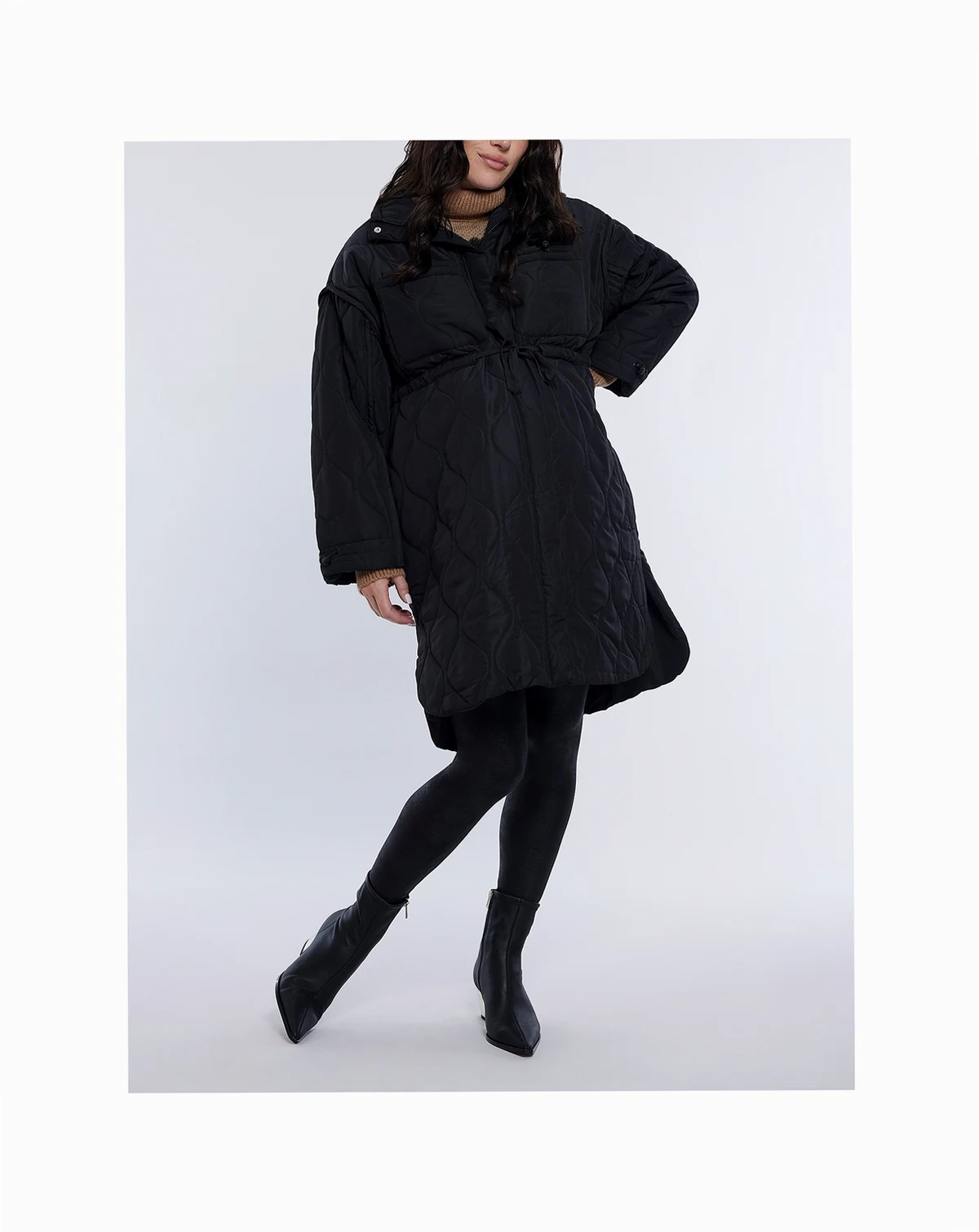 Women's Woven Full-Zip Long Sleeve Quilted Puffer Jacket - Motherhood Maternity