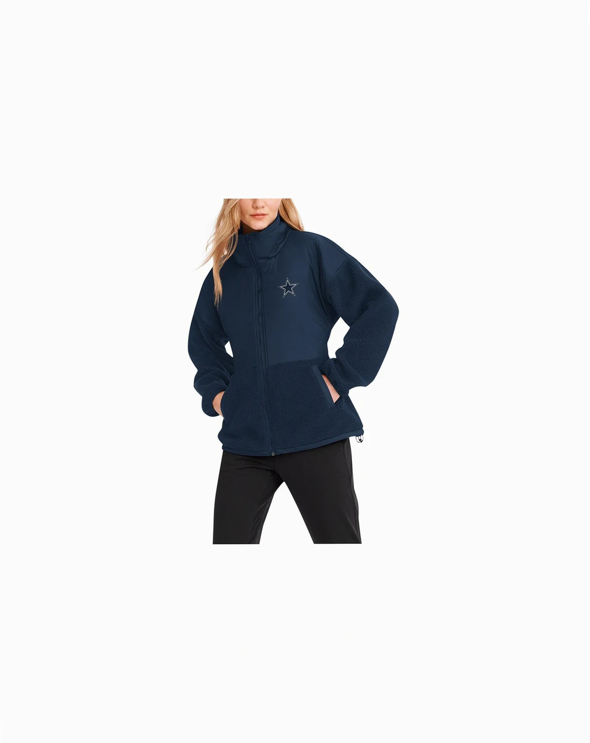 Women's Navy Dallas Cowboys Drew Sherpa Full-Zip Jacket