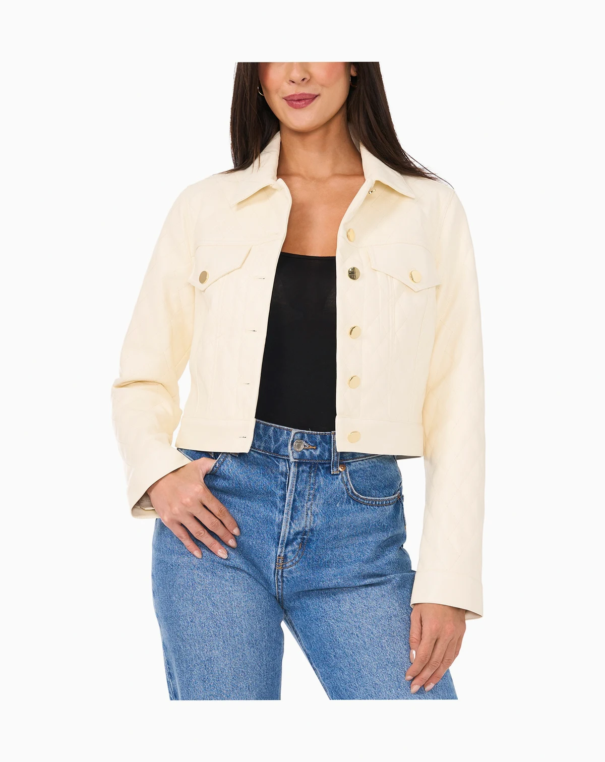 Women's Faux-Leather Cropped Jacket