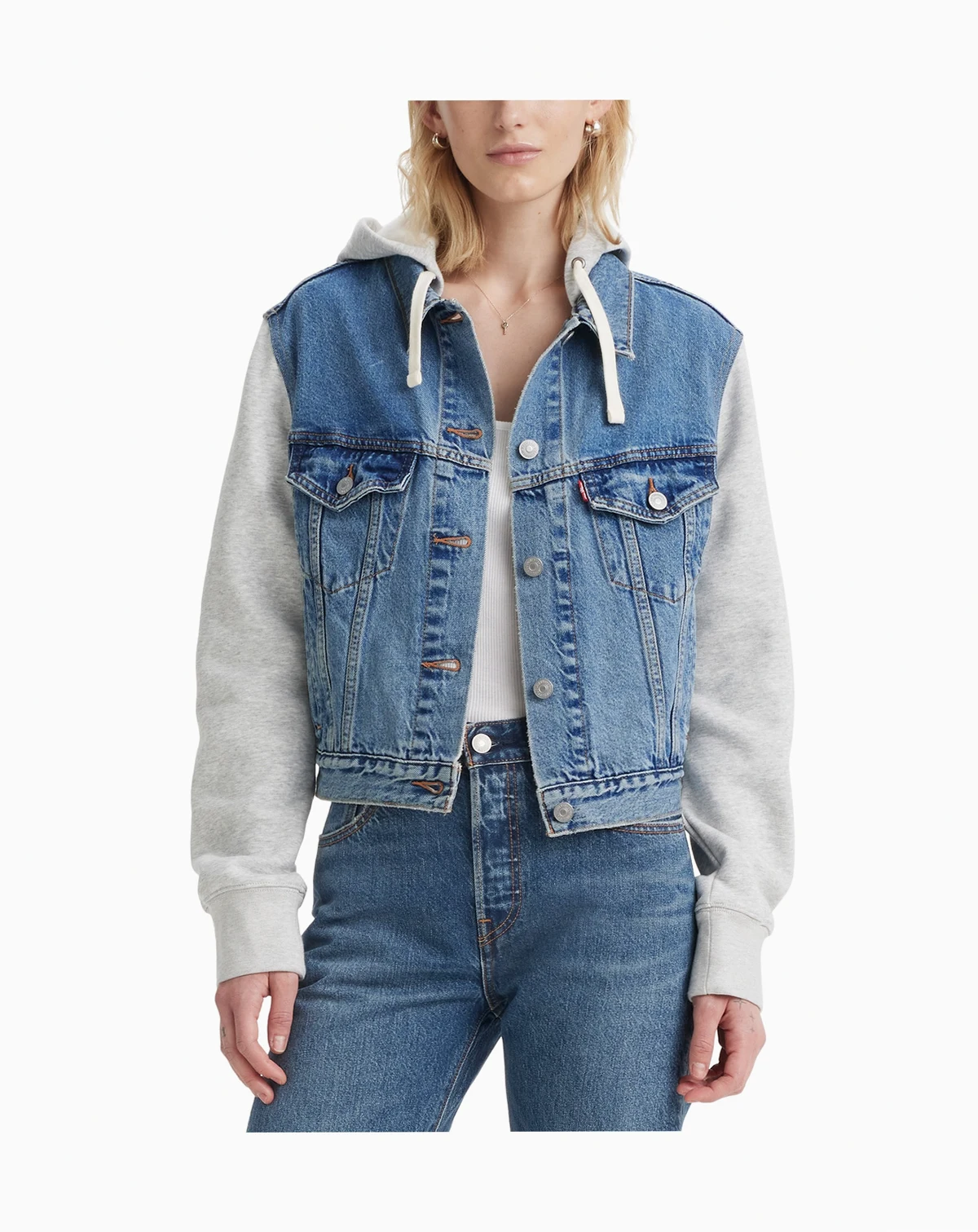 Women's Hybrid Hoodie Trucker Jacket