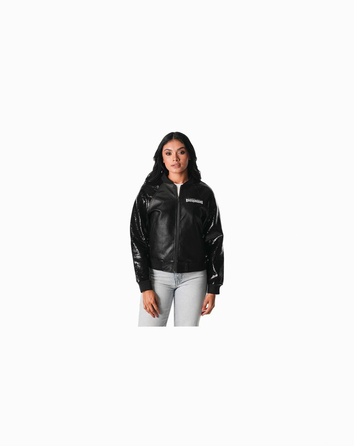 Women's Black Tampa Bay Buccaneers Sequin Full-Zip Jacket