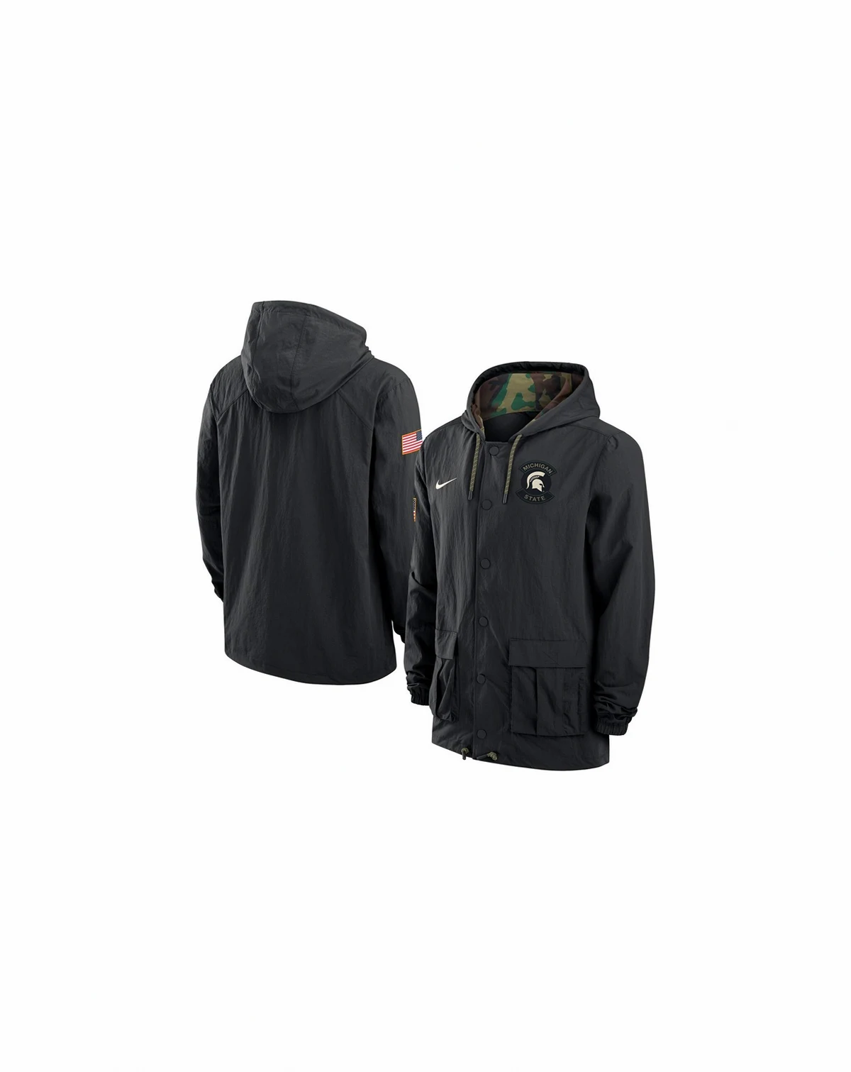 Men's Black Michigan State Spartans 2025 NCAA Military Appreciation Full-Snap Jacket