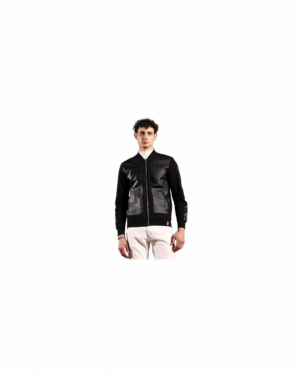 Men's Onyx Black Self-Block Bomber Jacket