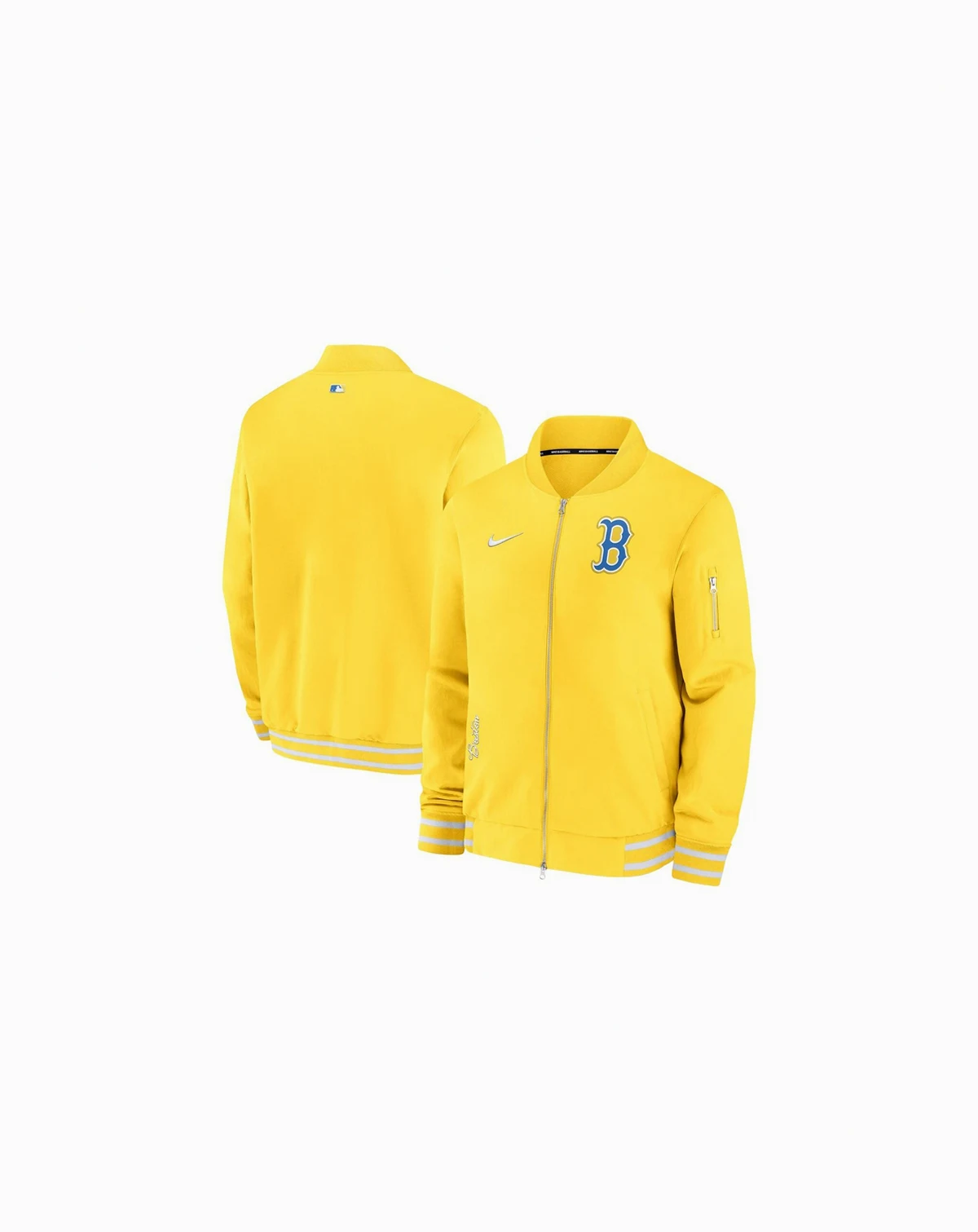 Men's Gold Boston Red Sox City Connect Authentic Collection Game Time Bomber Full-Zip Jacket