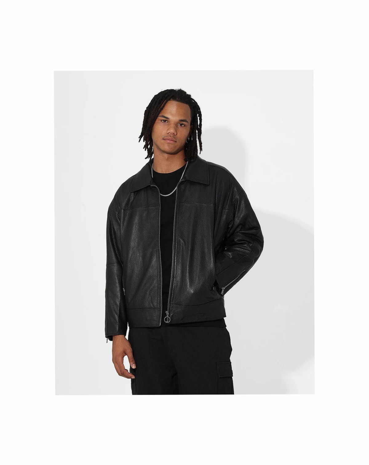 Men's Oversized Leather Bomber