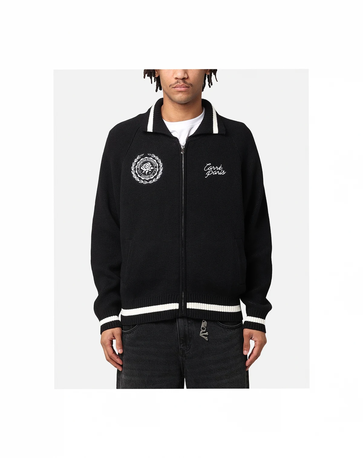 Men's Athletic Knit Jacket- Black, M