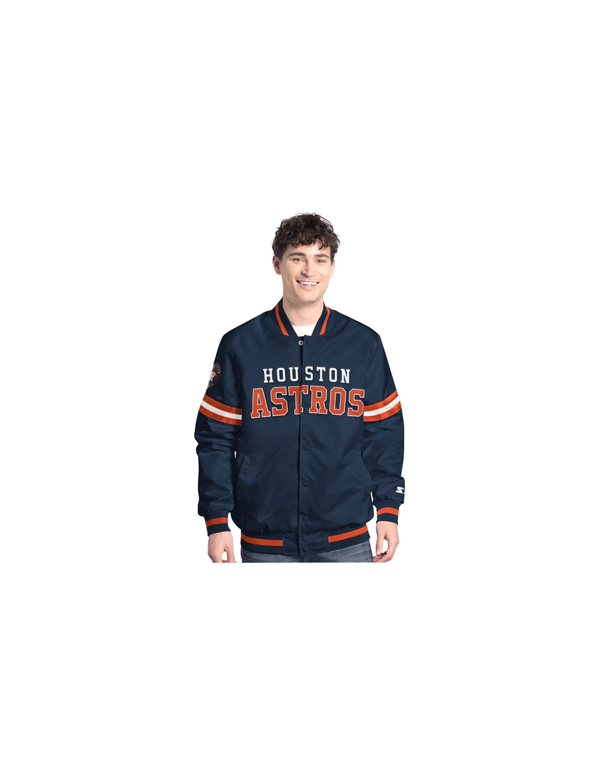 Men's Navy Houston Astros Scout Full-Snap Varsity Jacket