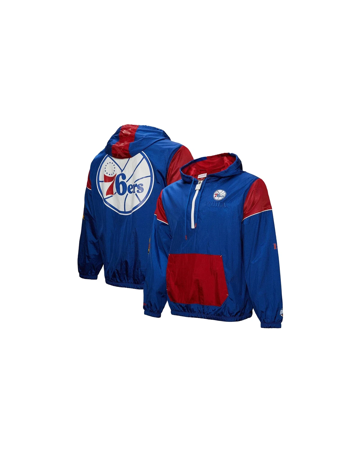 Men's and Women's Royal Philadelphia 76ers Hardwood Classics Team OG 3.0 Anorak Half-Zip Windbreaker Jacket